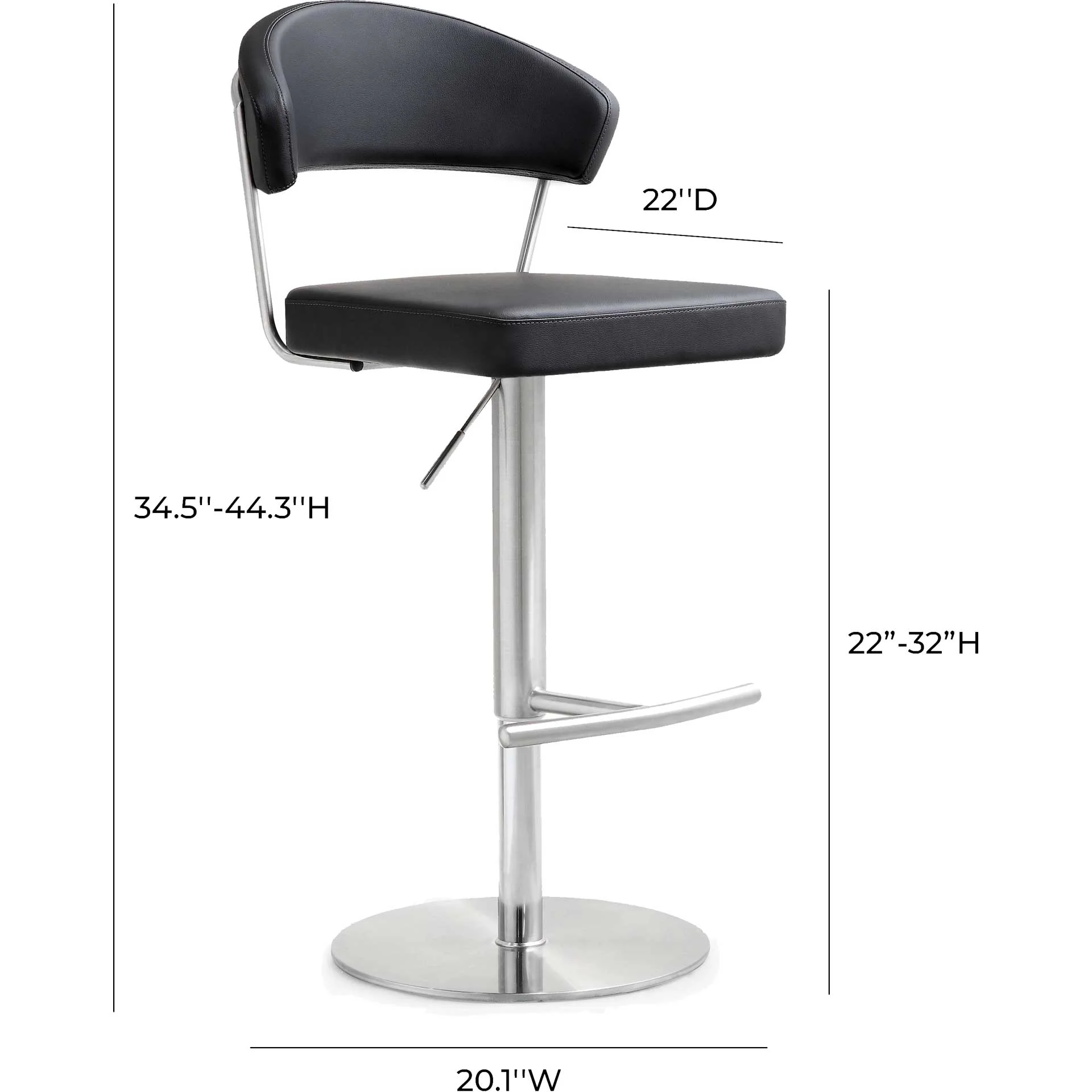 Coffe Stainless Steel Bar Stool Black - Image 9