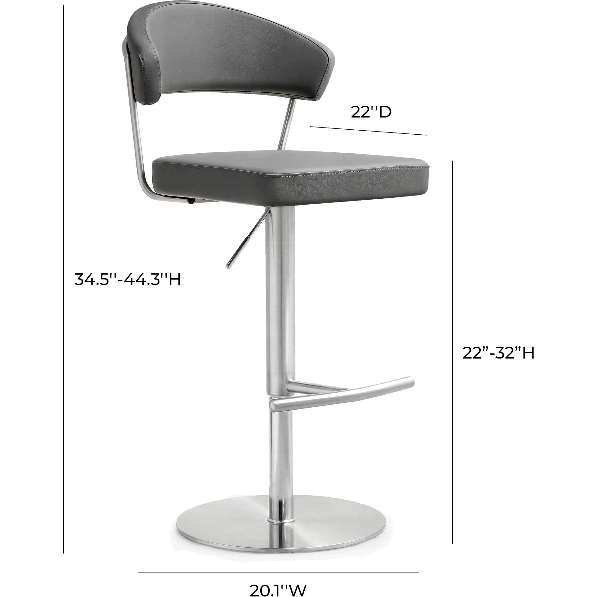 Coffe Stainless Steel Bar Stool Gray - Image 9