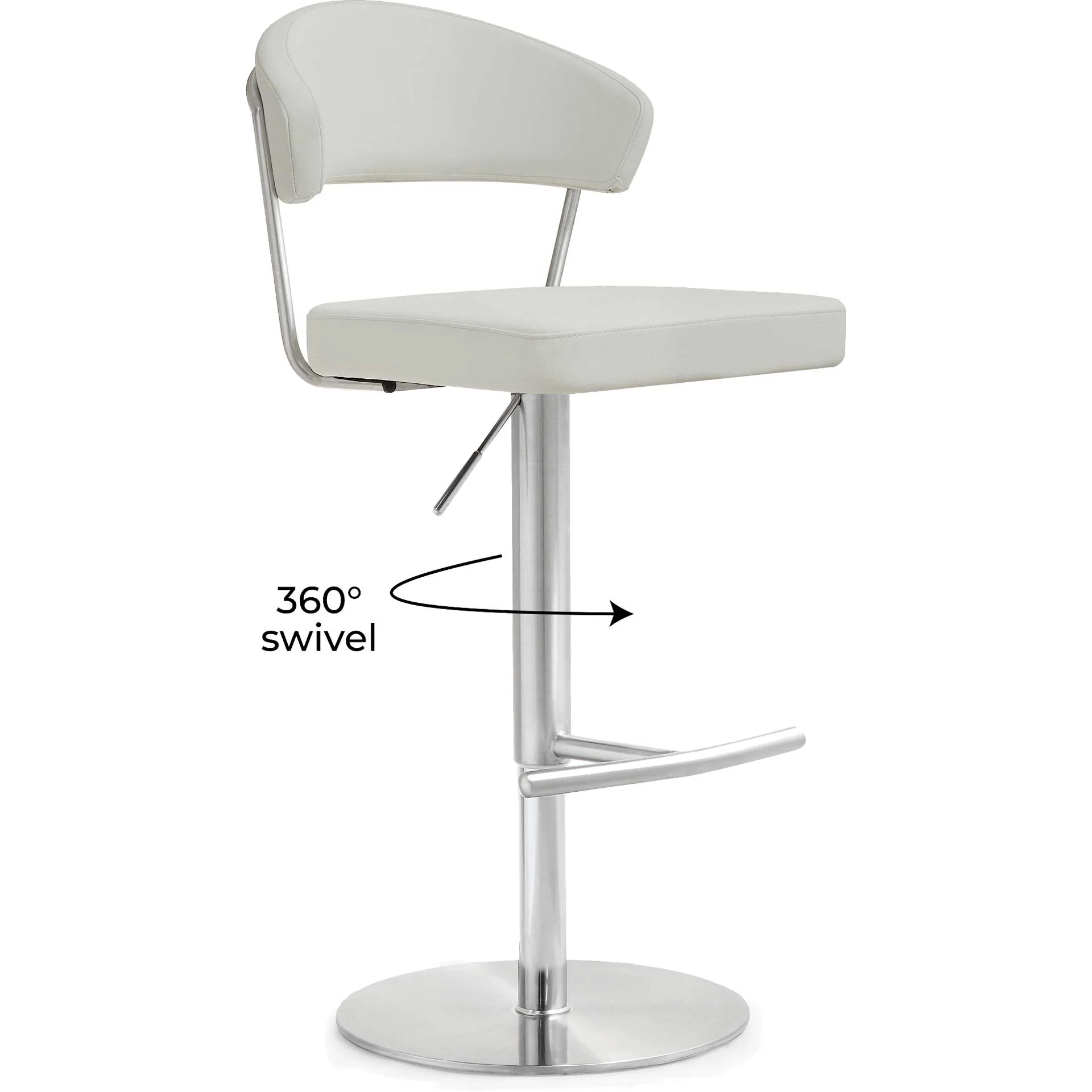 Coffe Stainless Steel Bar Stool Light Gray - Image 8