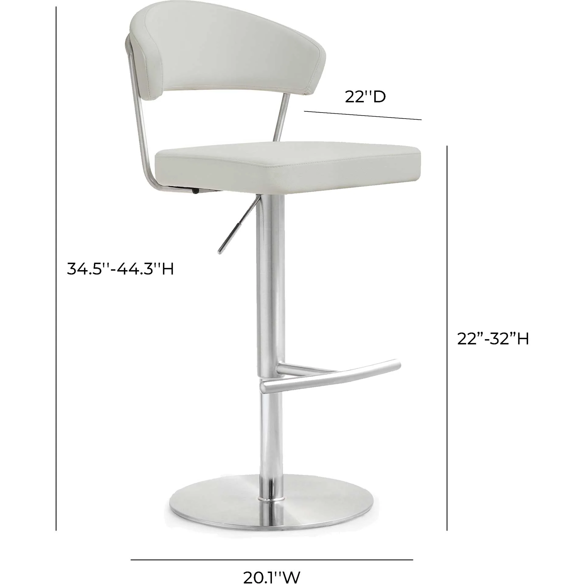 Coffe Stainless Steel Bar Stool Light Gray - Image 9