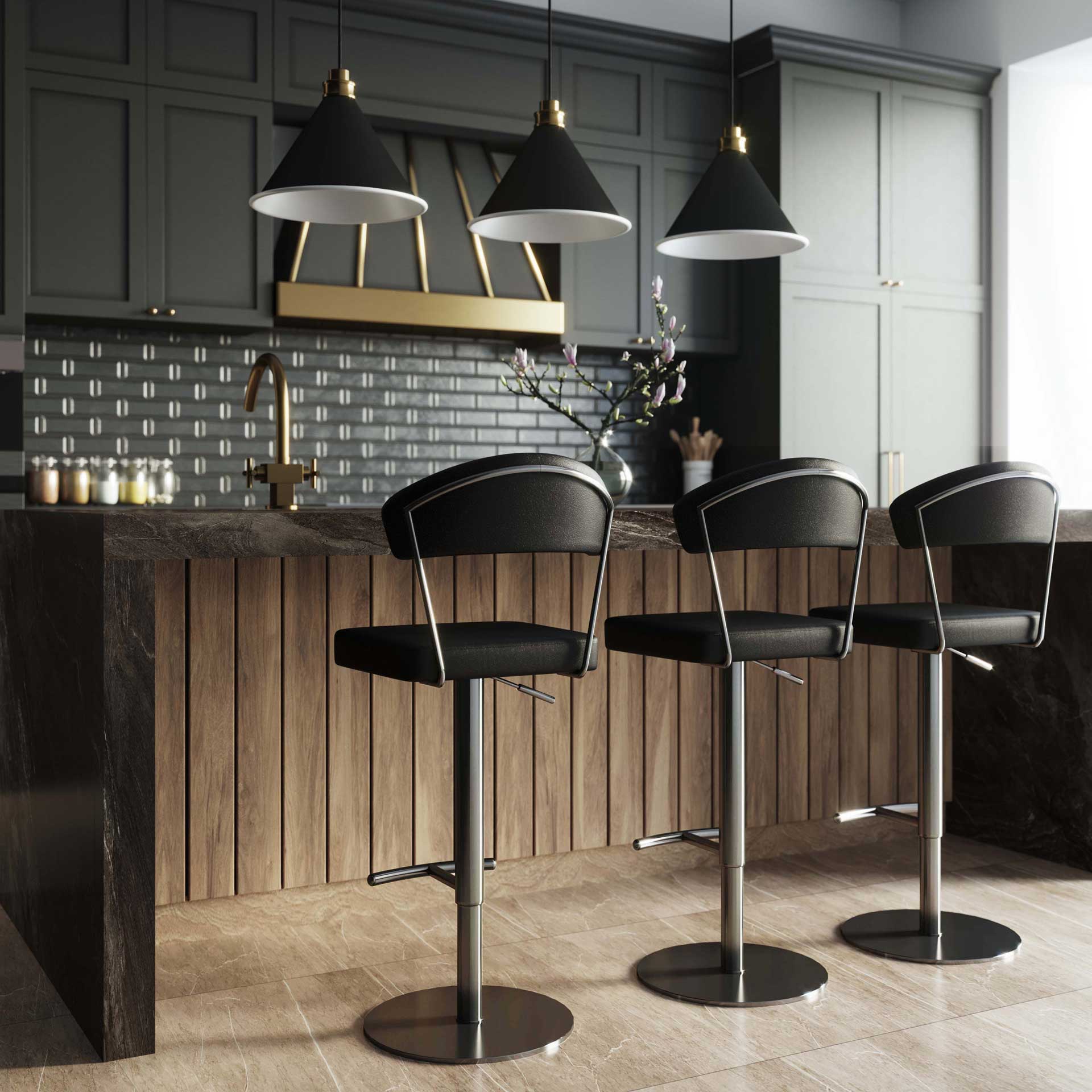 Coffe Steel Bar Stool Black - Image 10