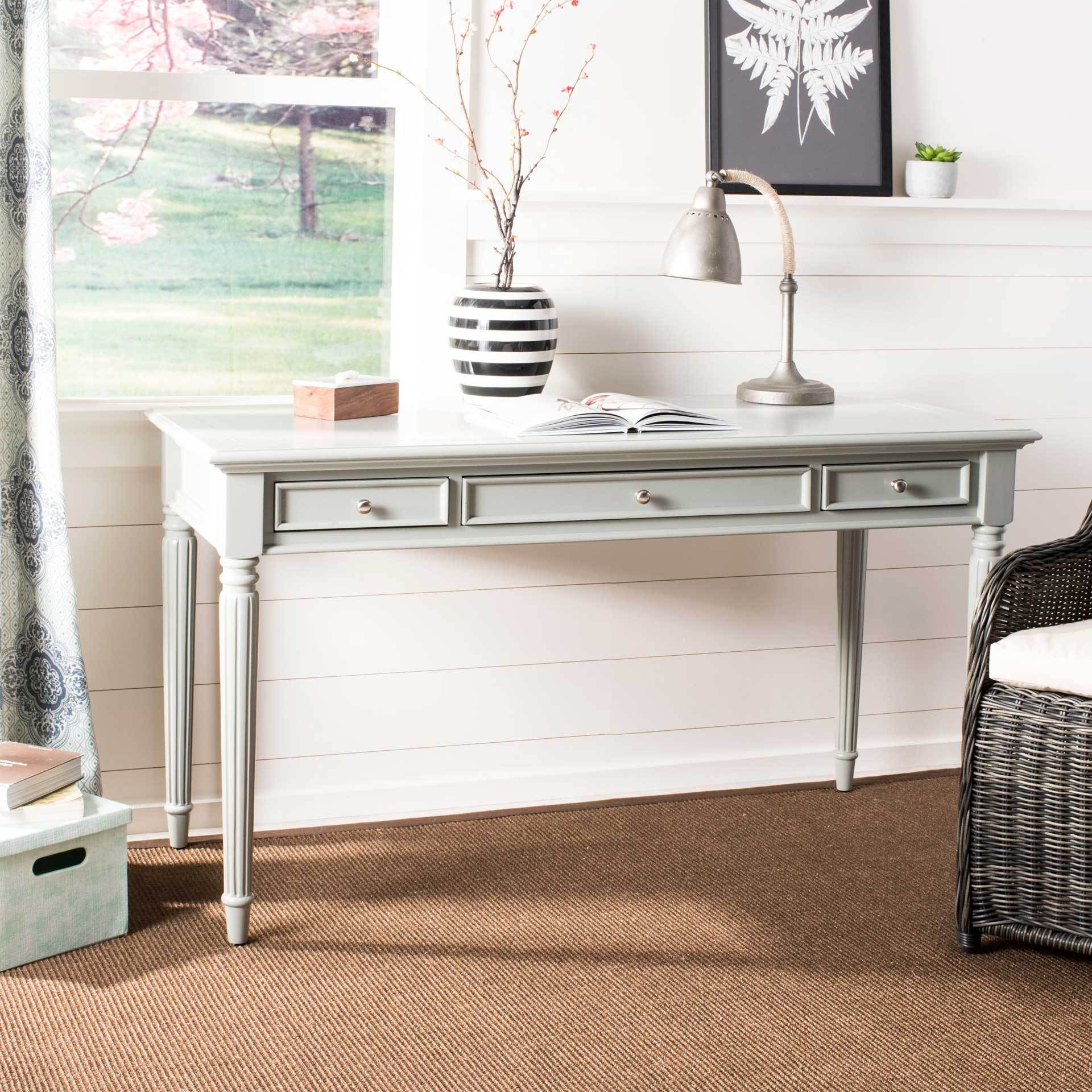 Cohen 3 Drawer Desk Gray - Image 4