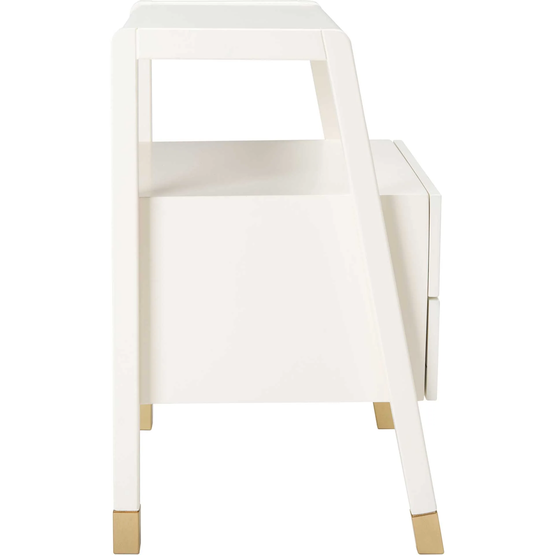 Colbie 2 Drawer 1 Shelf Accent Table White/Gold - Image 2