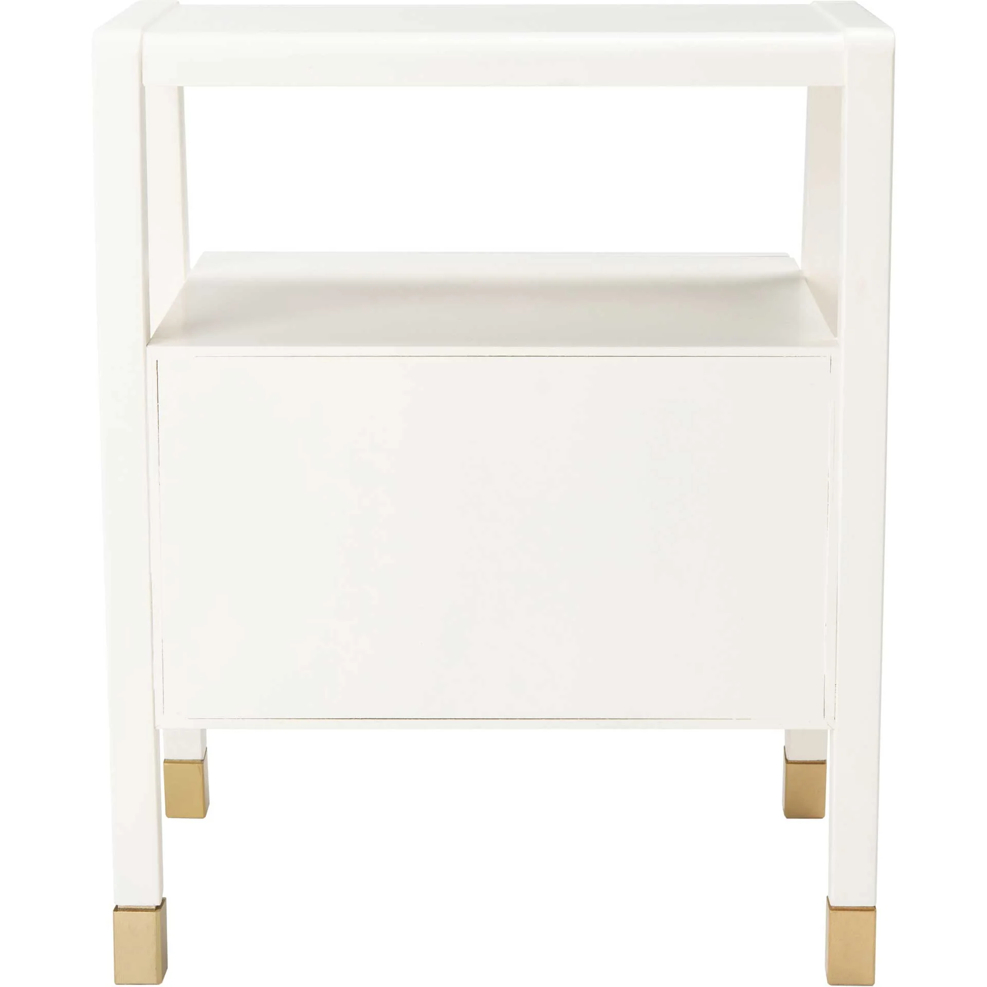 Colbie 2 Drawer 1 Shelf Accent Table White/Gold - Image 3
