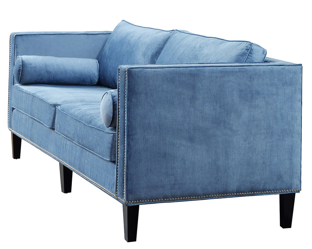 Cole Blue Velvet Sofa - Image 2