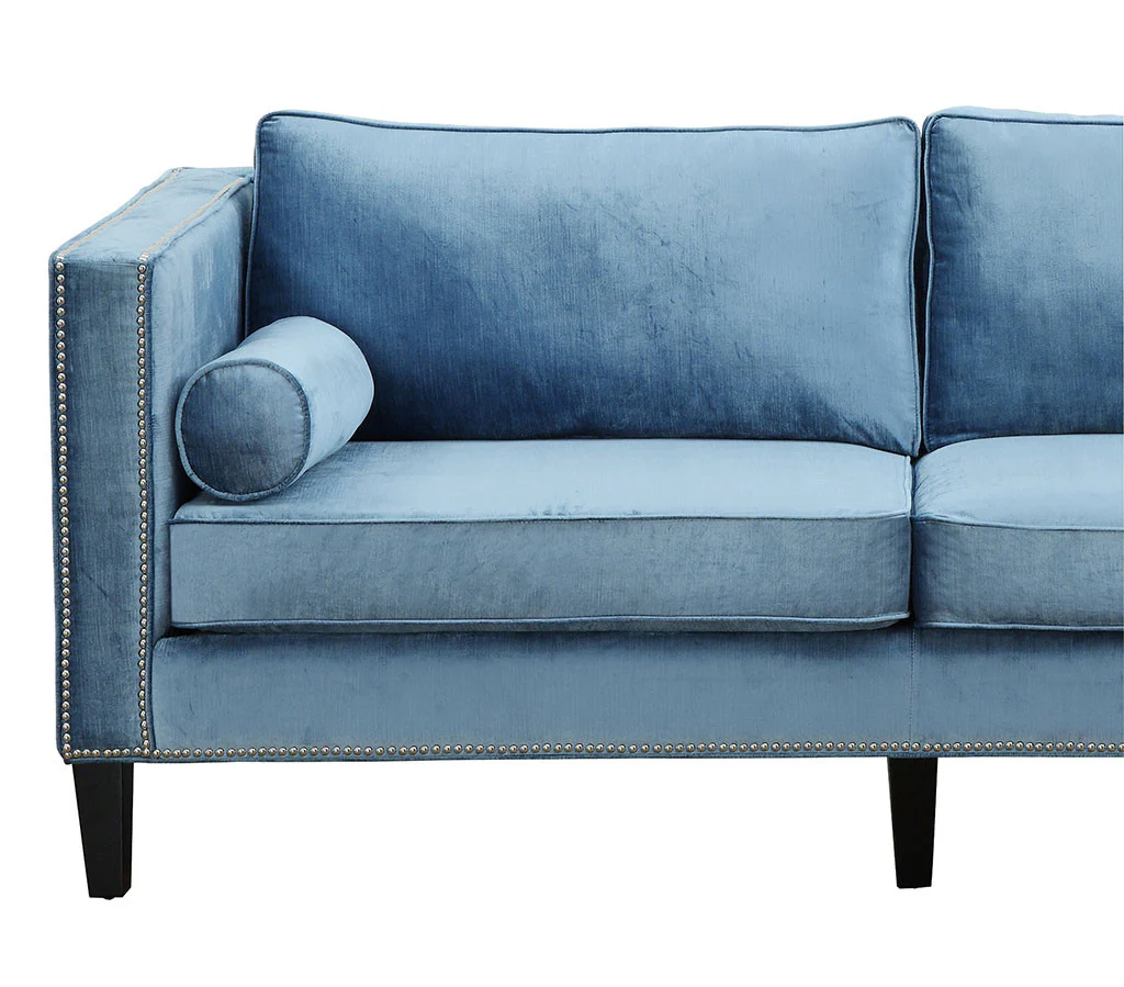 Cole Blue Velvet Sofa - Image 3