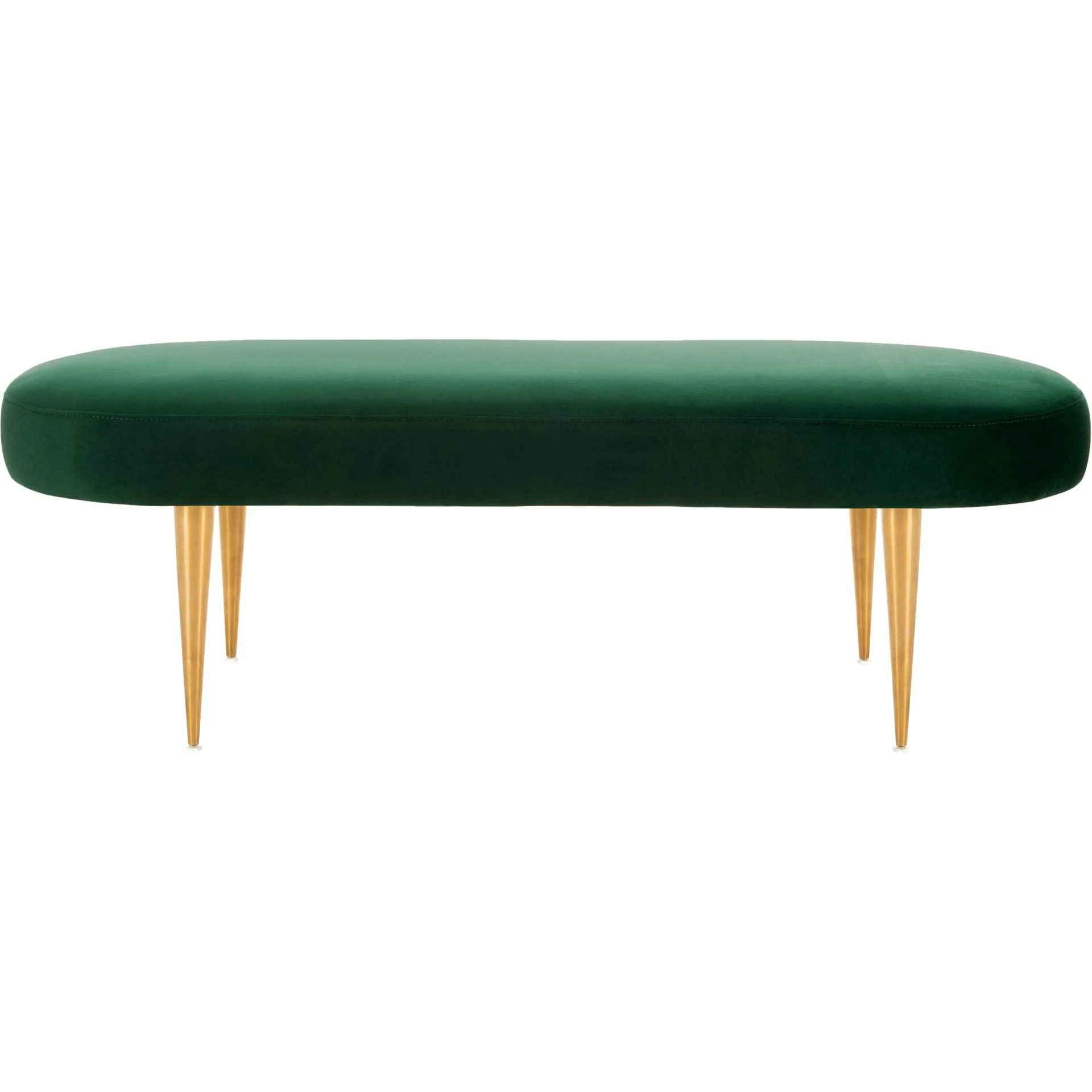 Colette Velvet Oval Bench Emerald/Gold - Image 3