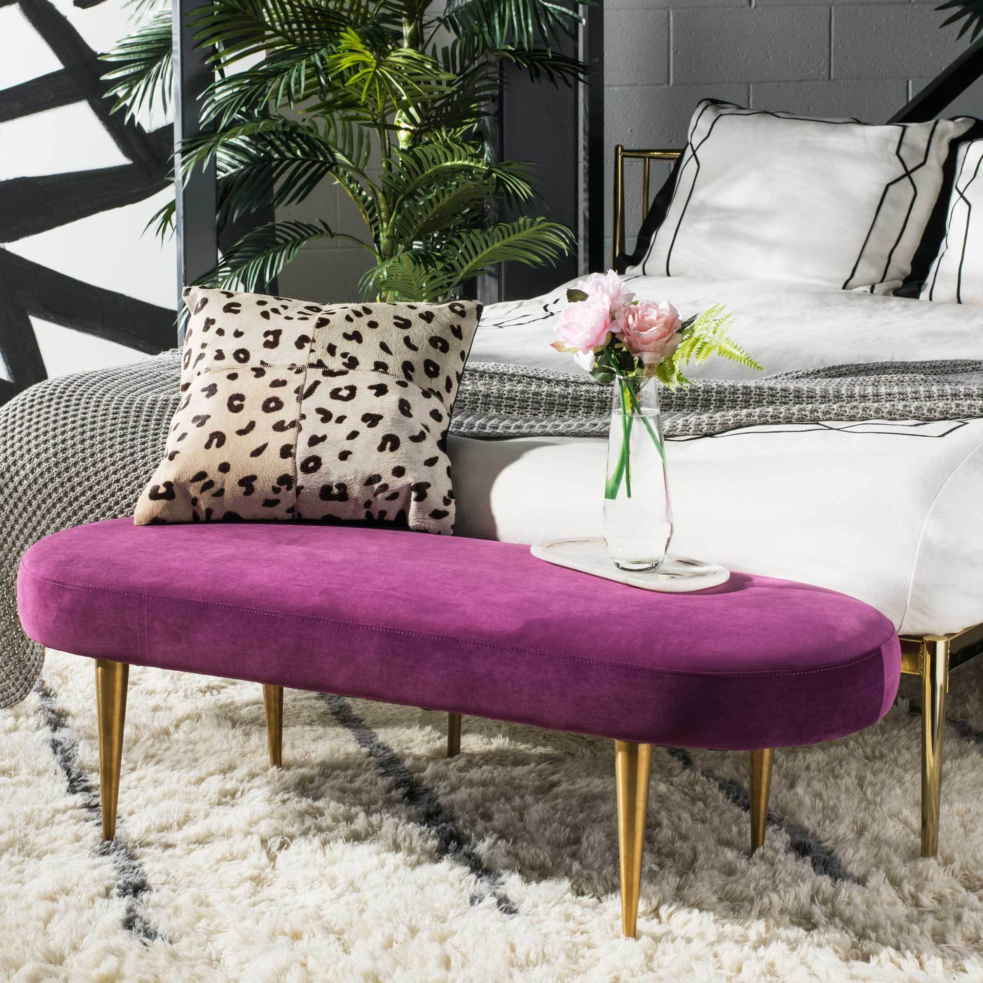 Colette Velvet Oval Bench Plum/Gold - Image 6