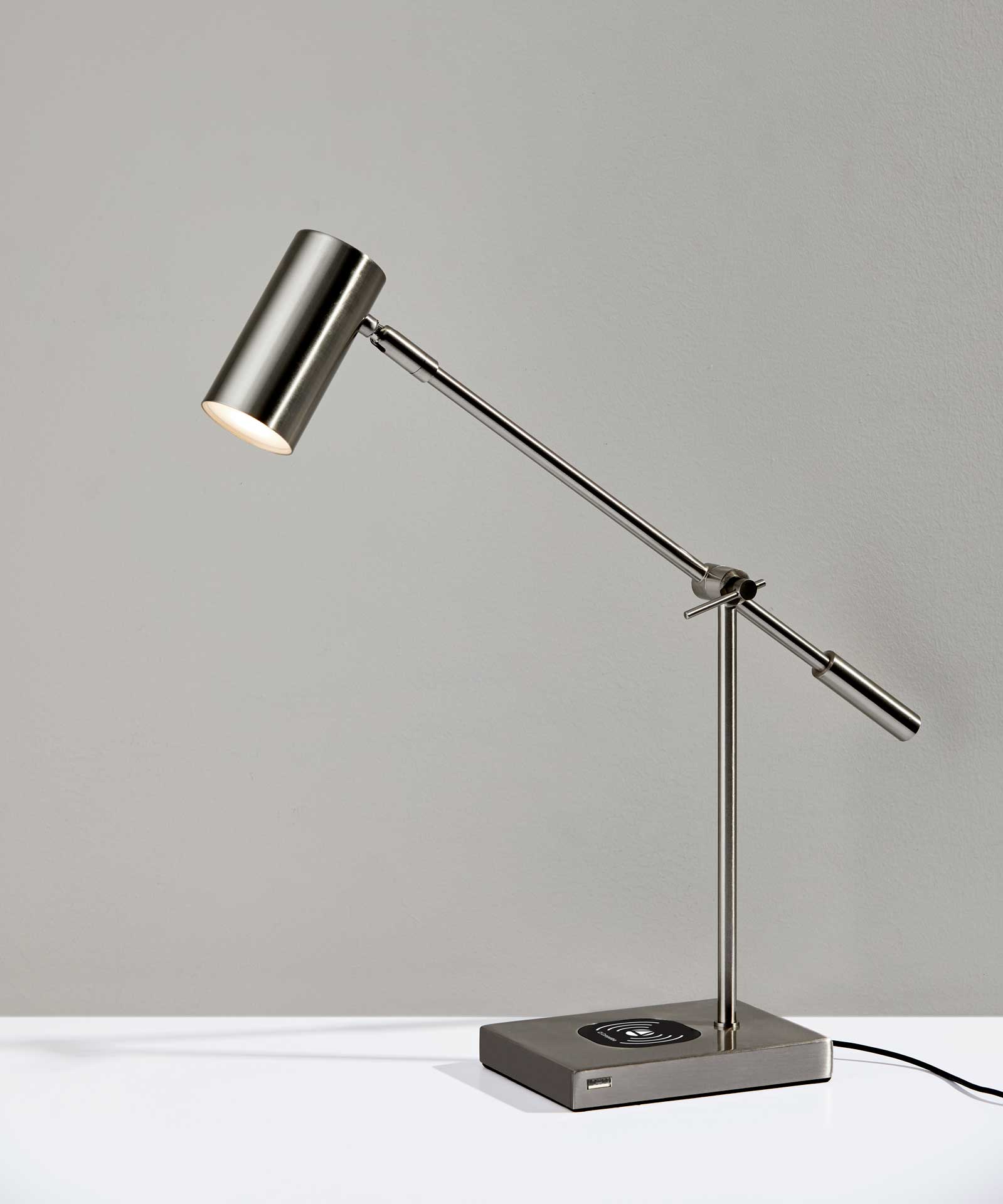 Colombes Wireless Charge Desk Lamp Brushed Steel - Image 3