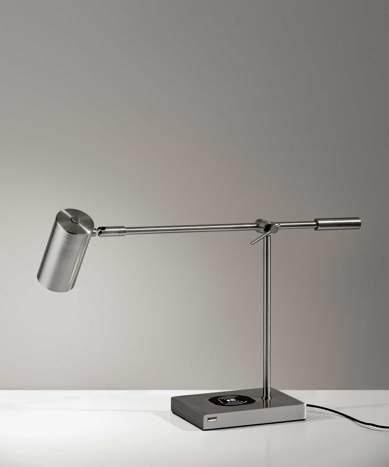 Colombes Wireless Charge Desk Lamp Brushed Steel - Image 4