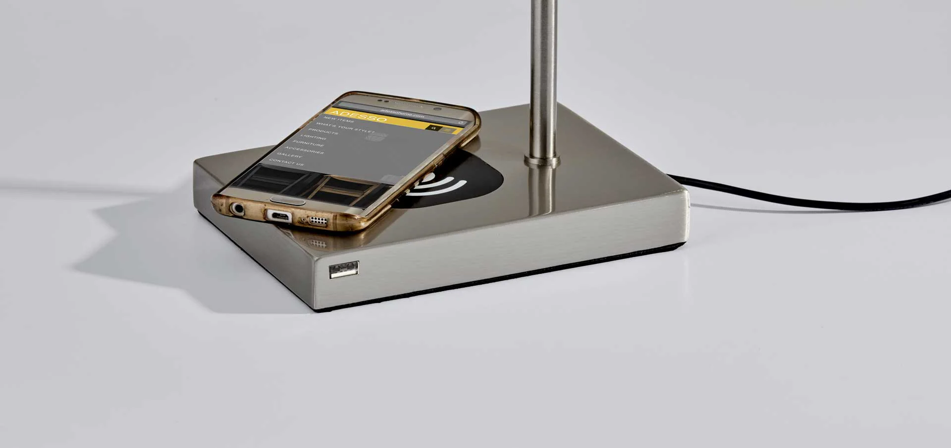 Colombes Wireless Charge Desk Lamp Brushed Steel - Image 7