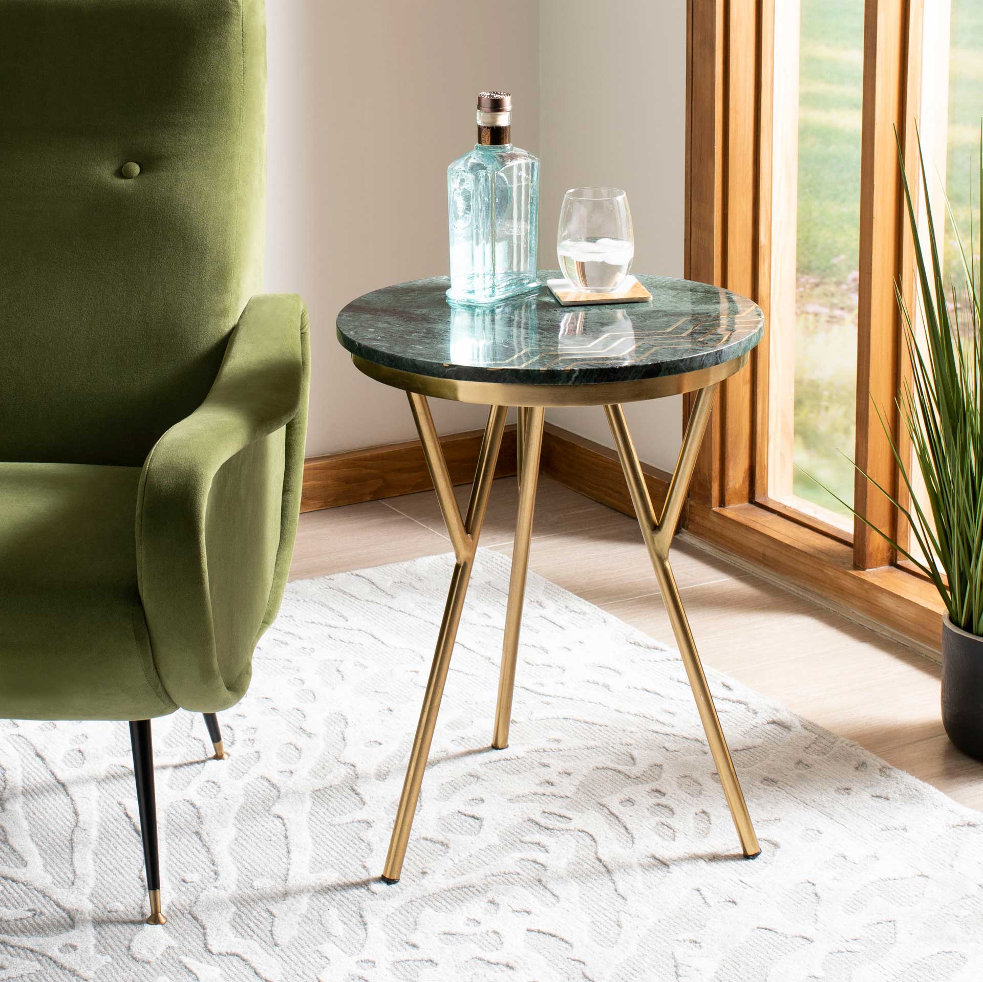 Constellation Marble Accent Table Dark Green/Black/Gold - Image 8