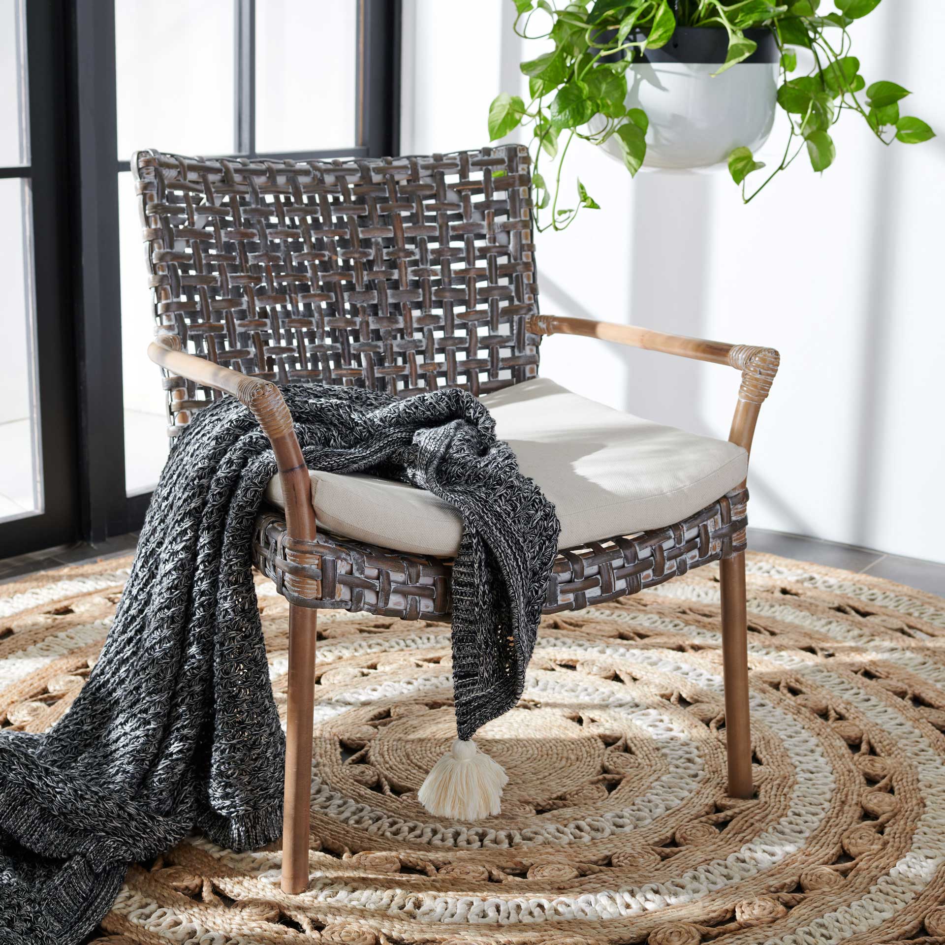 Convey Rattan Accent Chair Gray White Wash - Image 7