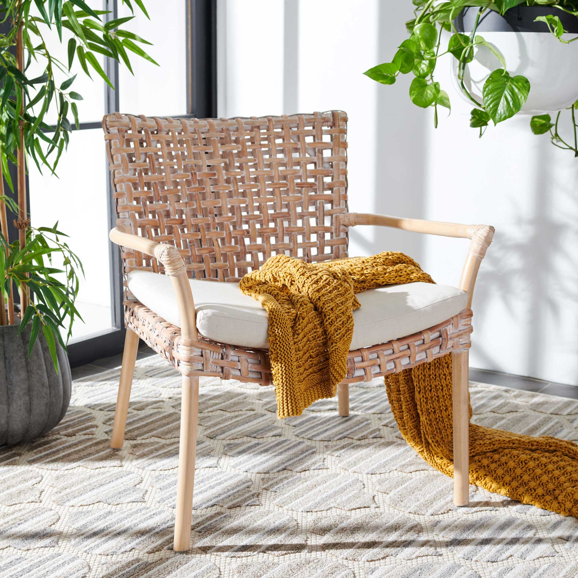 Convey Rattan Accent Chair Natural White Wash - Image 7
