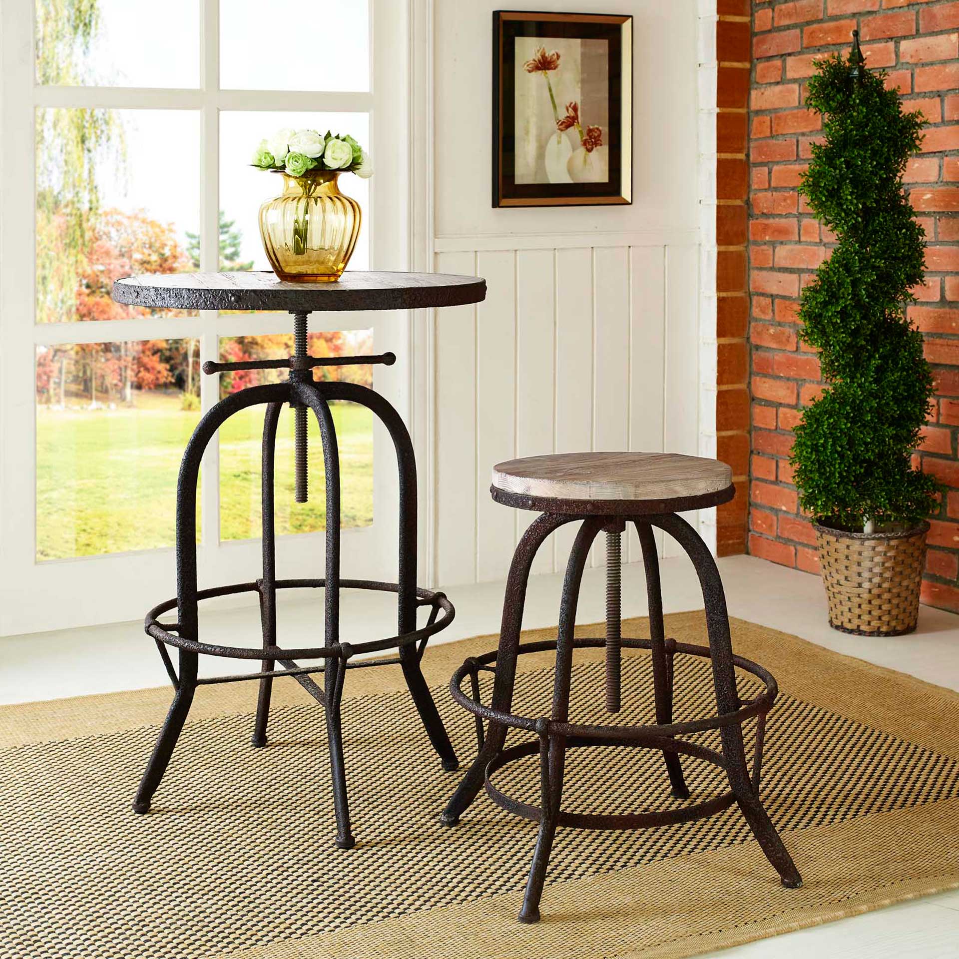 Cosma Wood Top Bar Stool Brown - Image 4