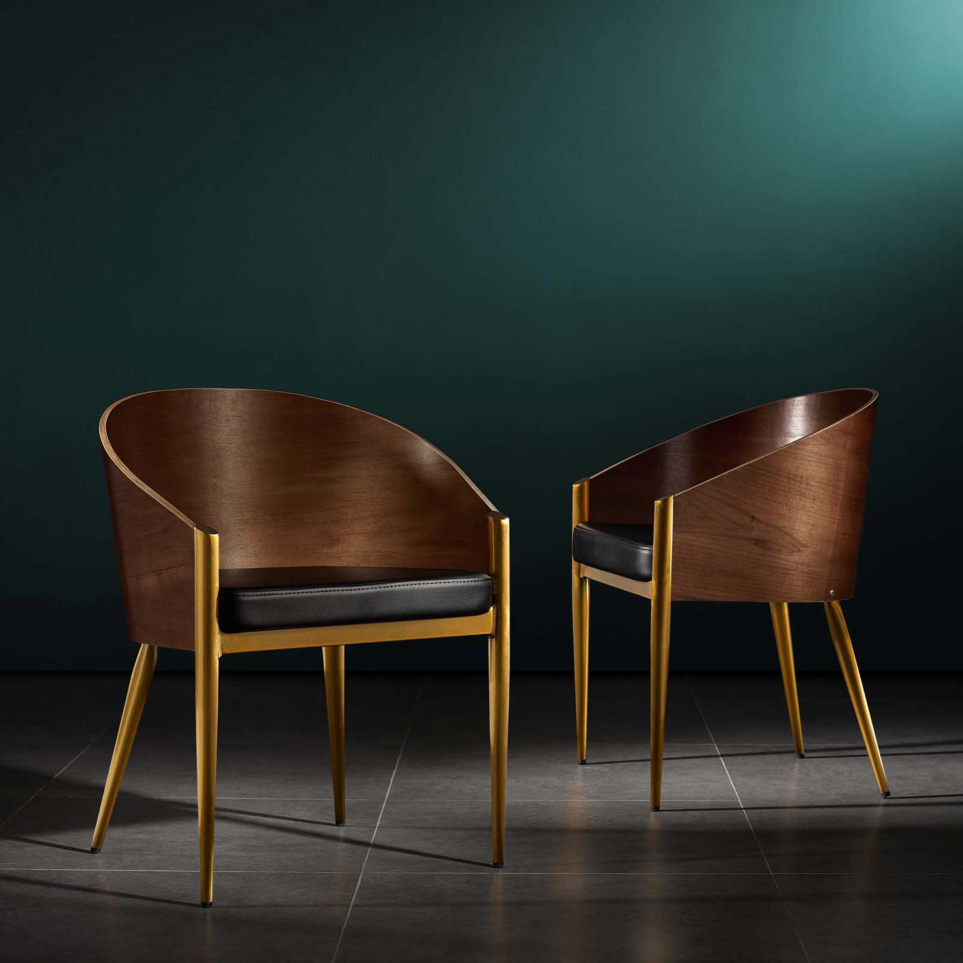 Costa Faux Leather Dining Armchair Gold - Image 5