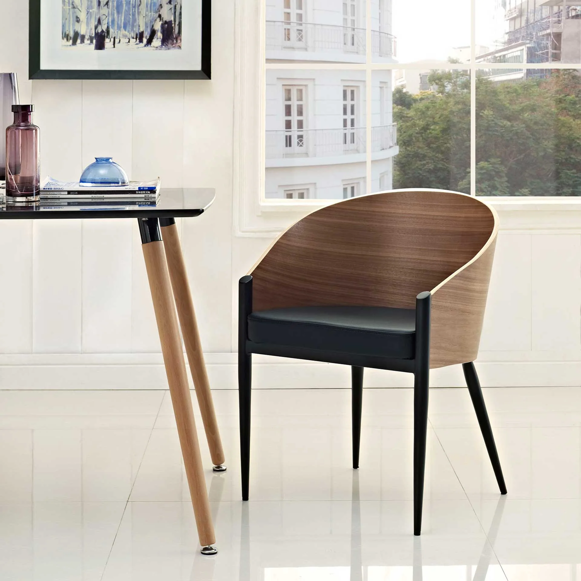 Costa Faux Leather Dining Armchair Walnut - Image 5