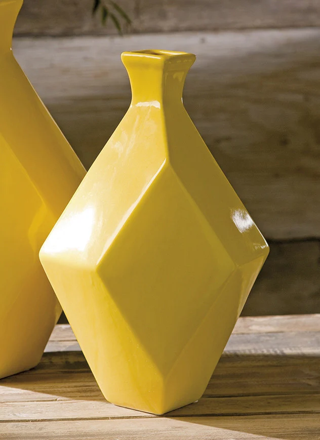 Cowley Medium Yellow Ceramic Vase - Image 2
