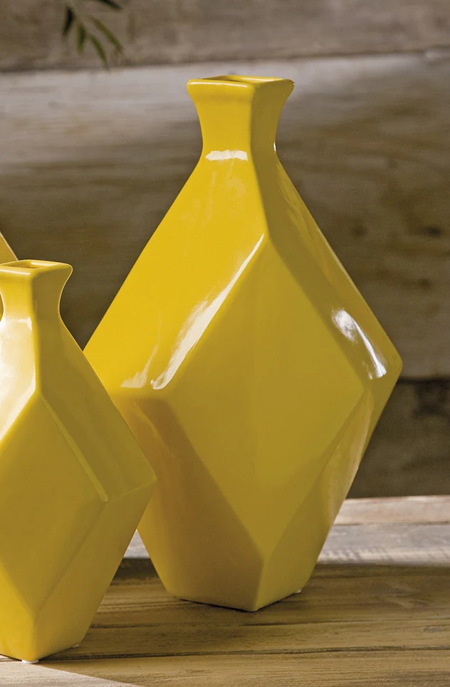 Cowley Medium Yellow Ceramic Vase - Image 3
