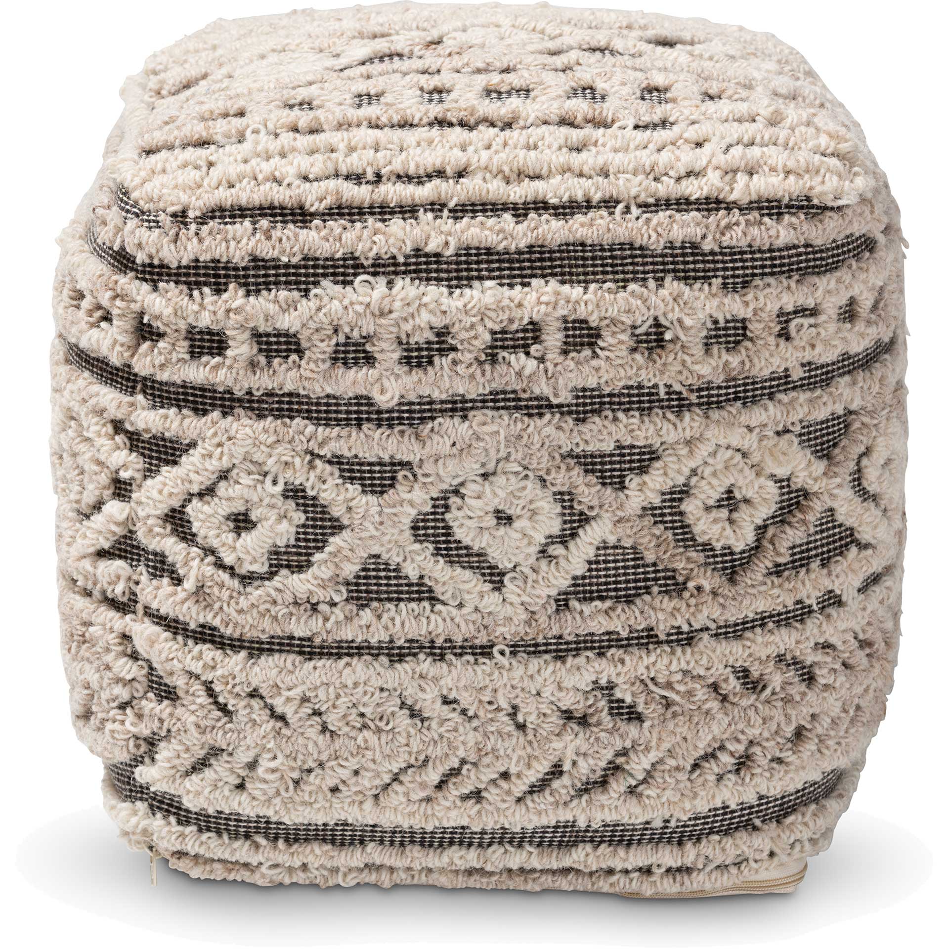 Creek Handwoven Hemp Pouf Beige/Brown - Image 2