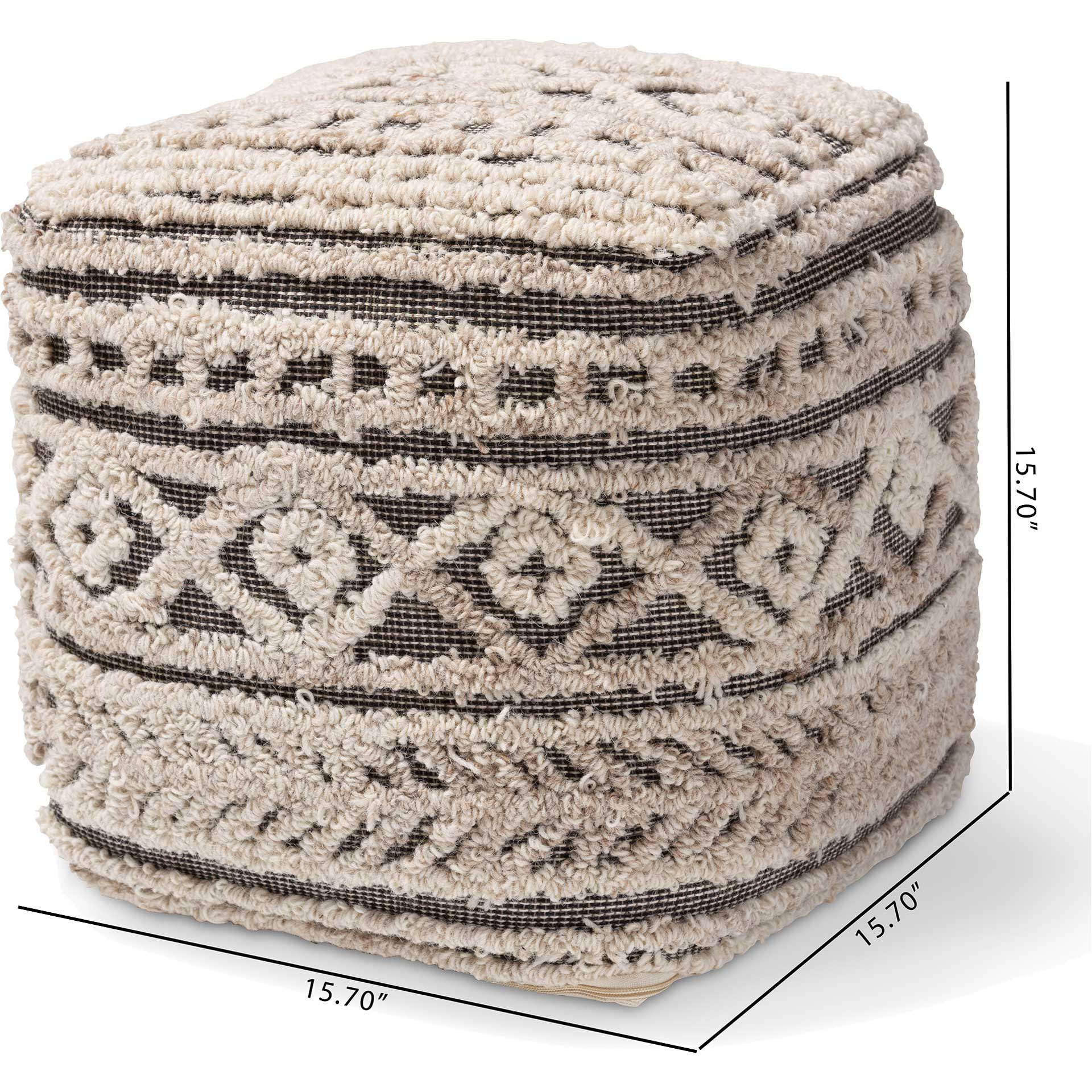 Creek Handwoven Hemp Pouf Beige/Brown - Image 4