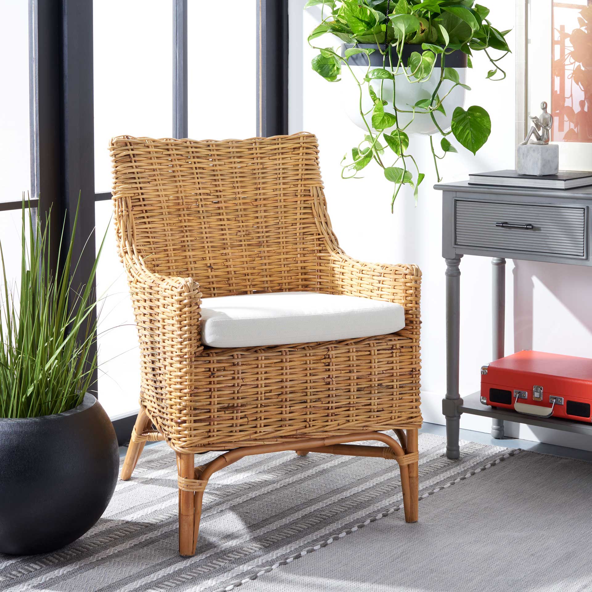 Crispin Rattan Accent Chair Natural/White - Image 7