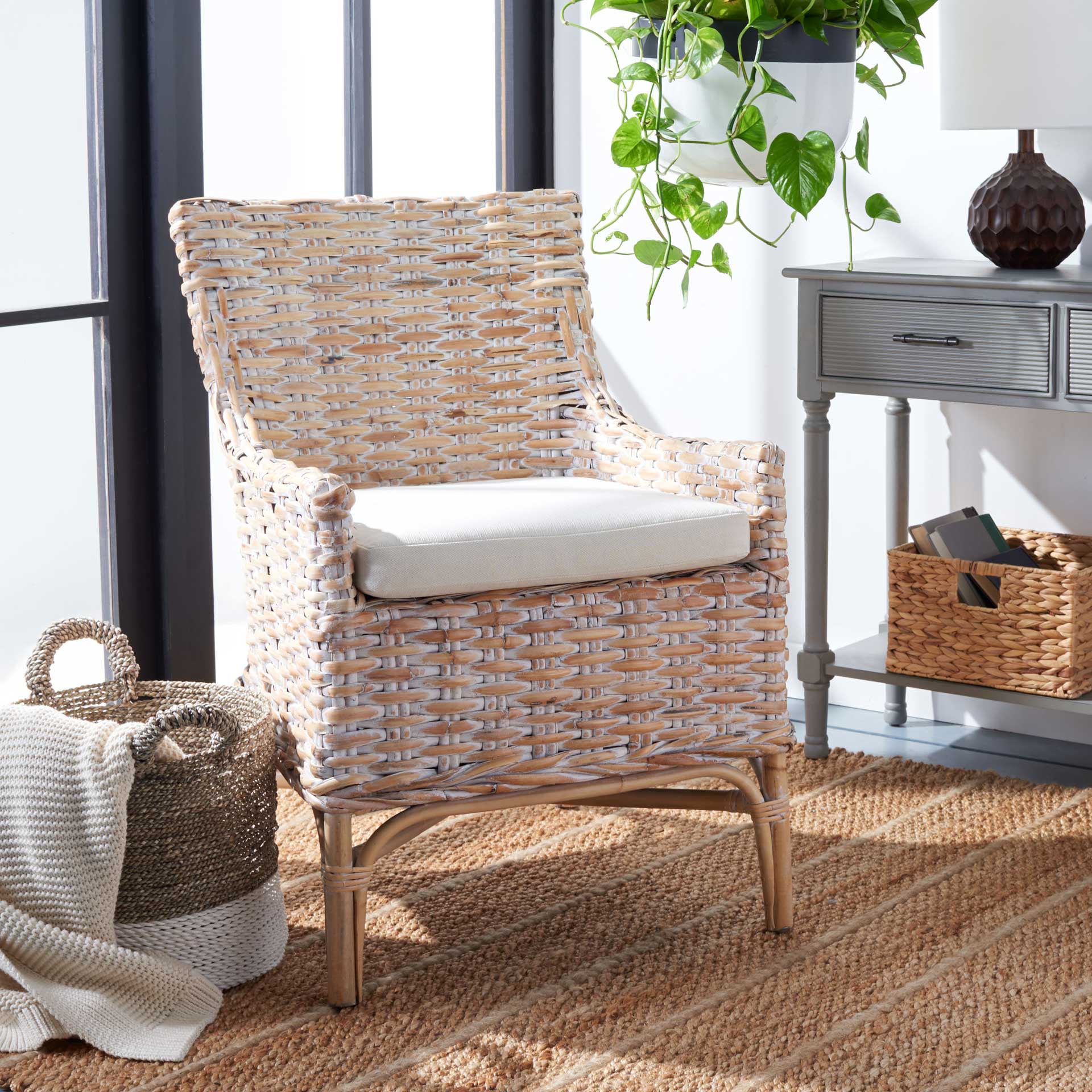 Crispin Rattan Accent Chair Natural White Wash - Image 7