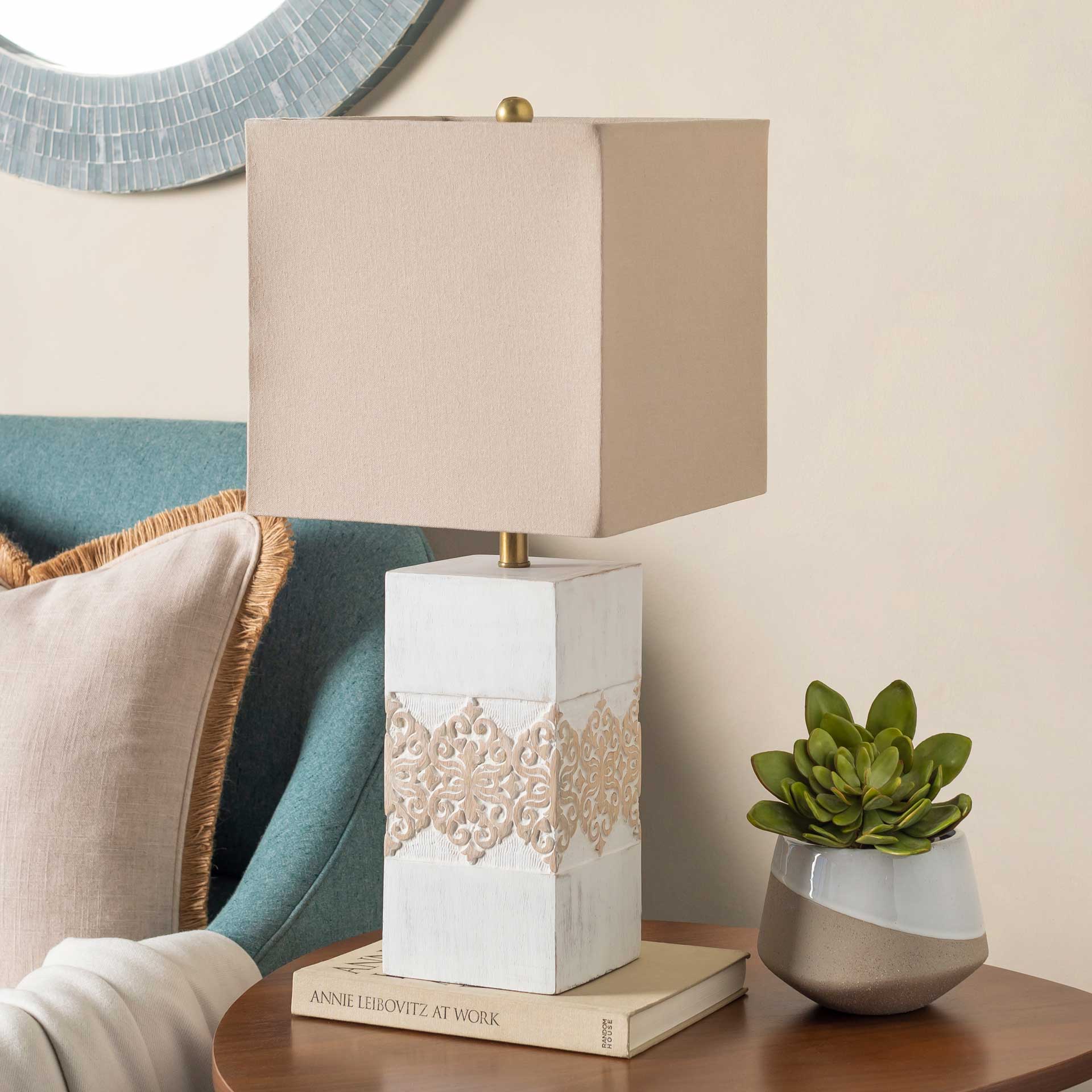 Cristian Table Lamp Taupe/White - Image 6