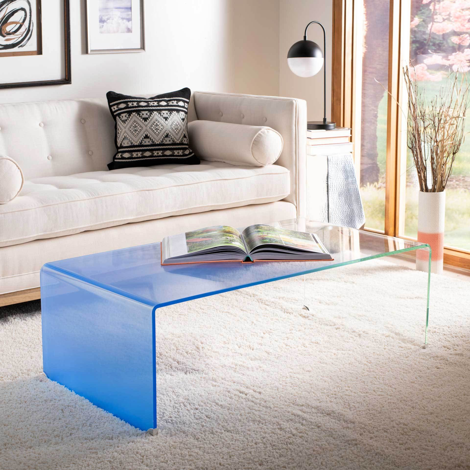 Cristopher Ombre Glass Coffee Table Clear/Blue - Image 7