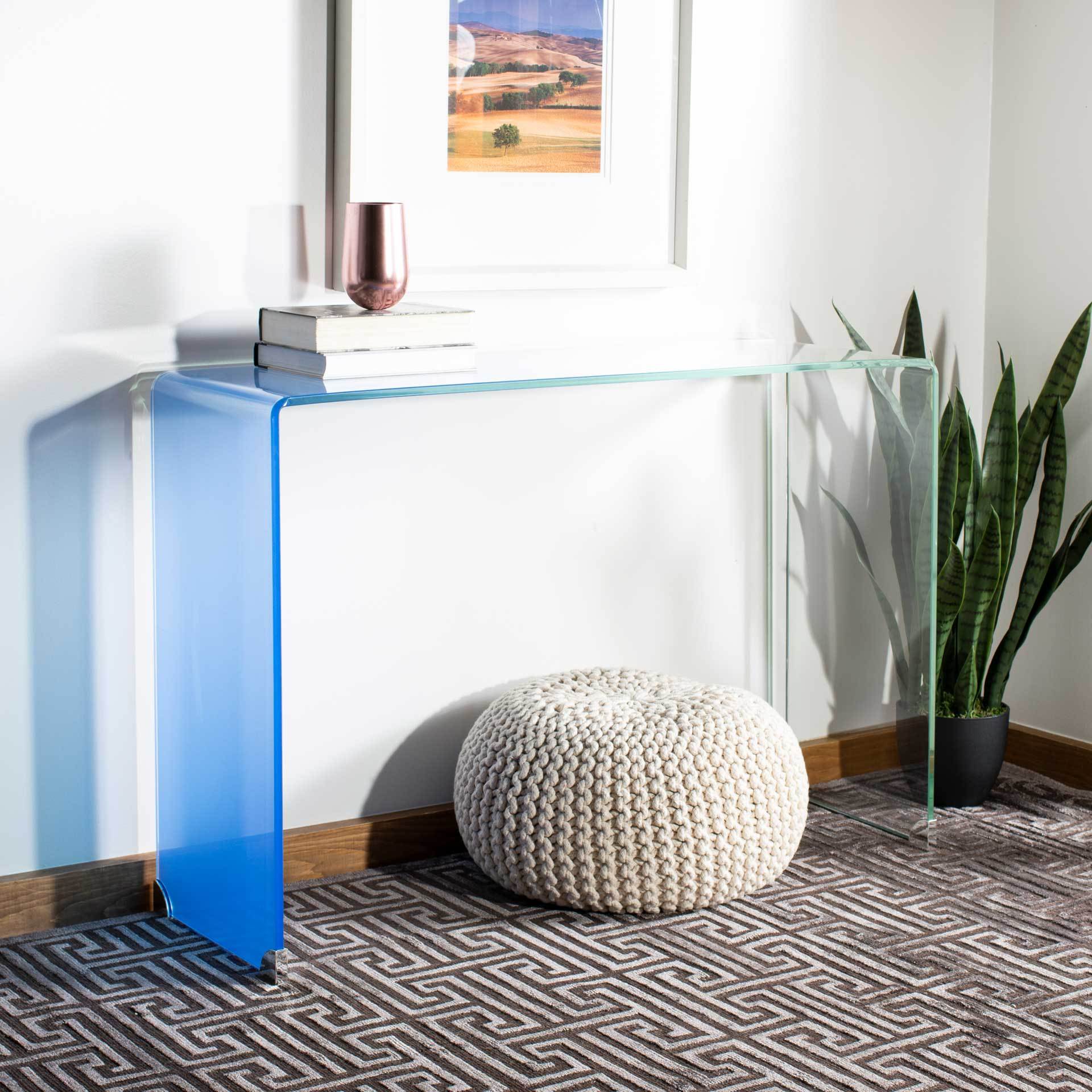 Cristopher Ombre Glass Console Table Clear/Blue - Image 5