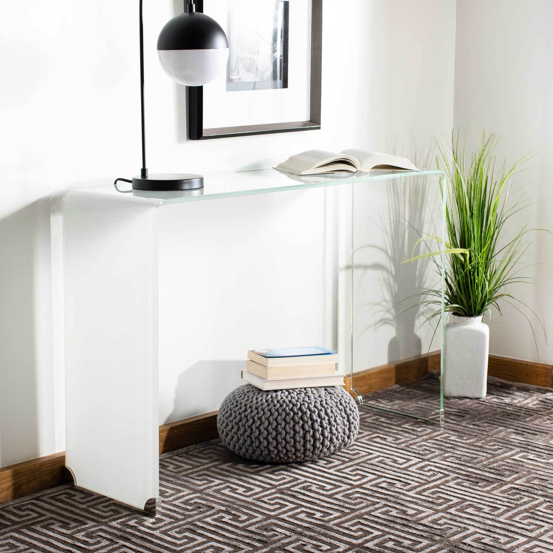 Cristopher Ombre Glass Console Table Clear/White - Image 5