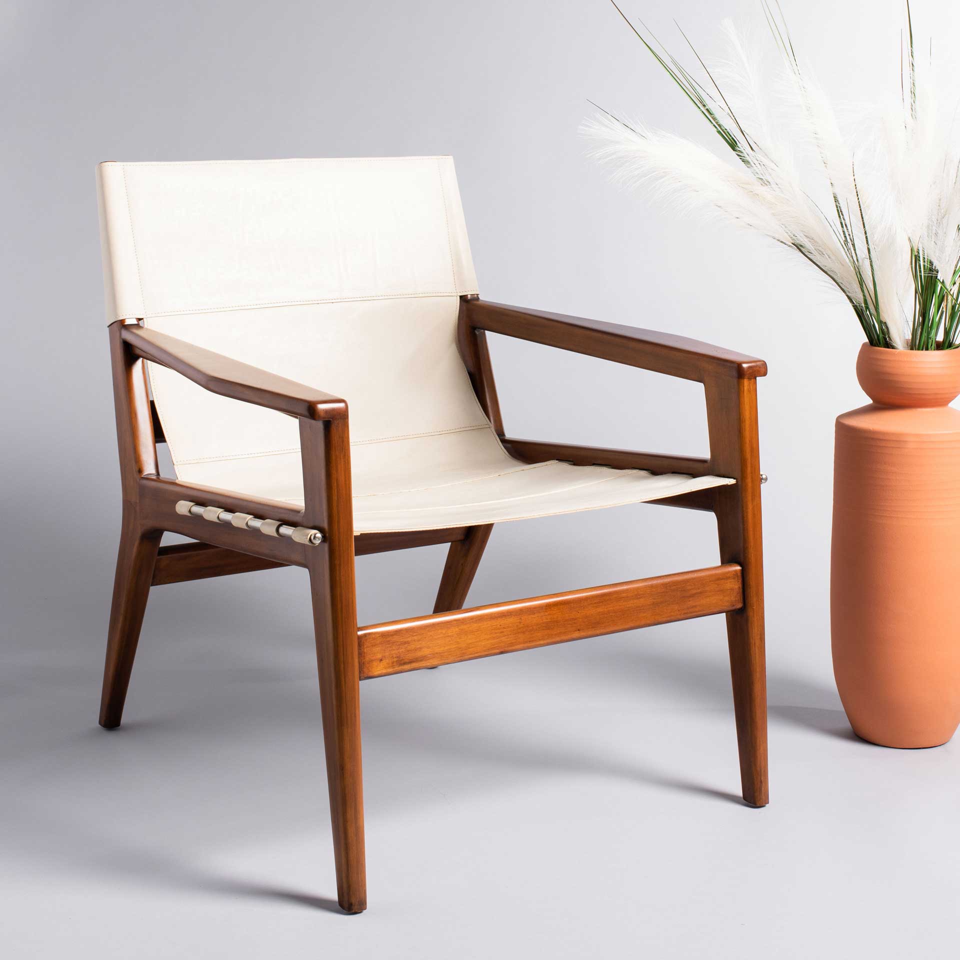 Cuadrado Leather Sling Chair White - Image 4