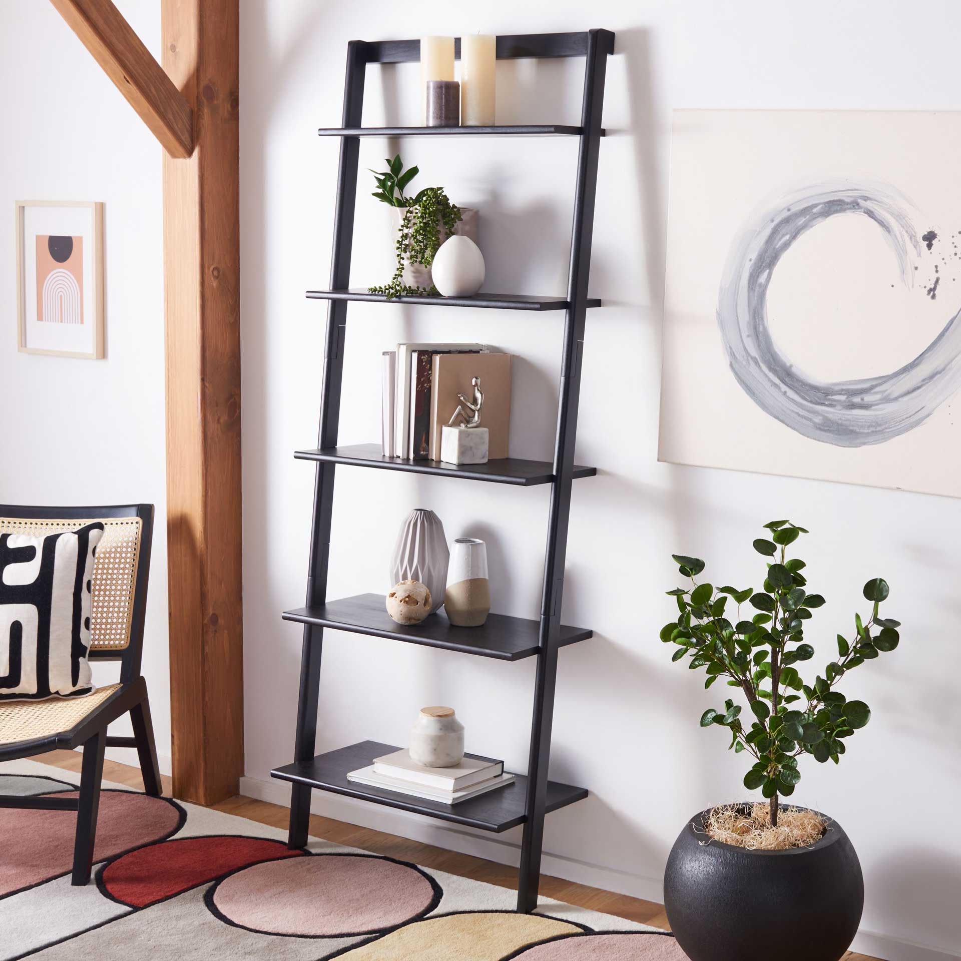 Cuallea 5 Tier Leaning Etagere Black - Image 4