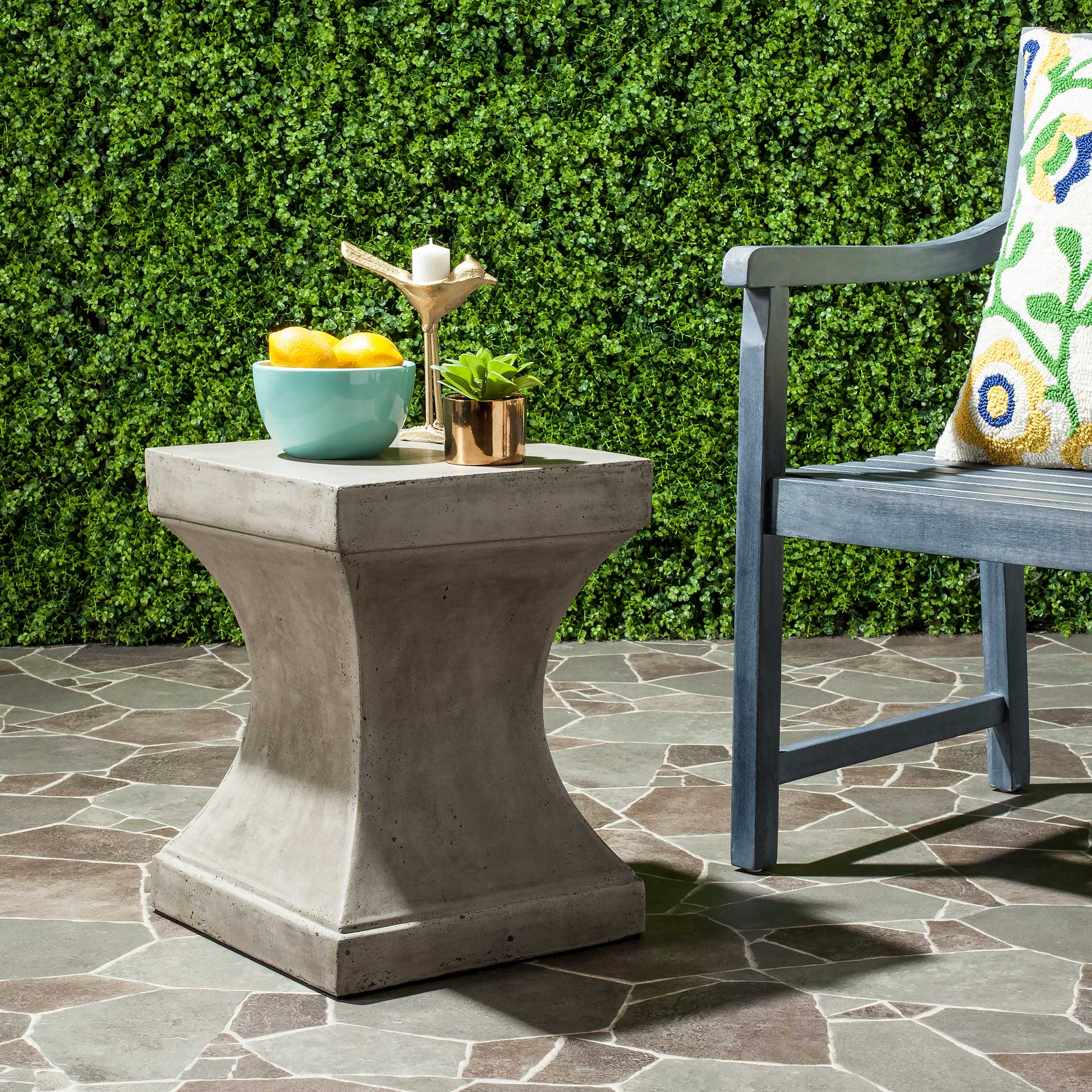 Cuallie Modern Concrete Accent Table Dark Gray - Image 3