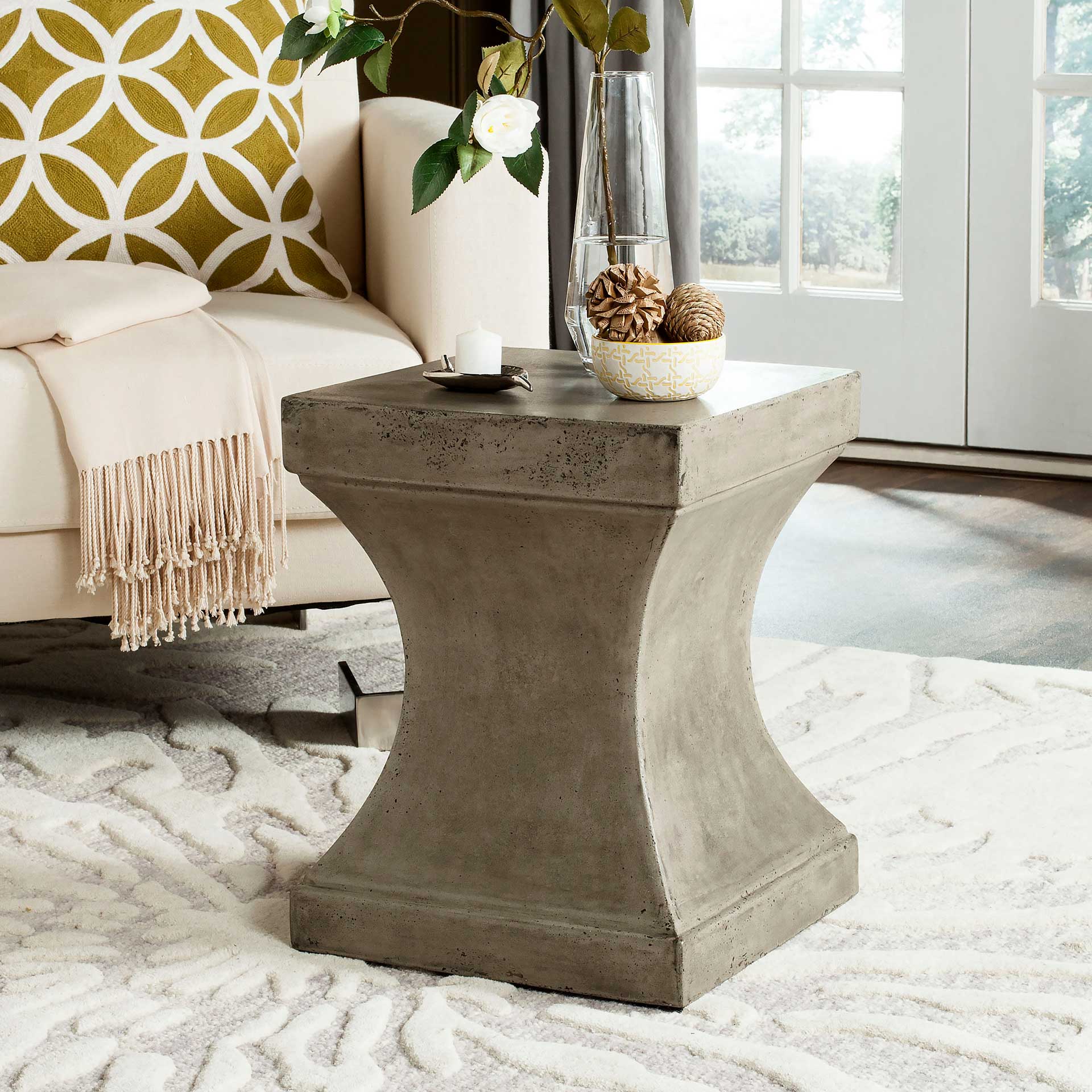 Cuallie Modern Concrete Accent Table Dark Gray - Image 4