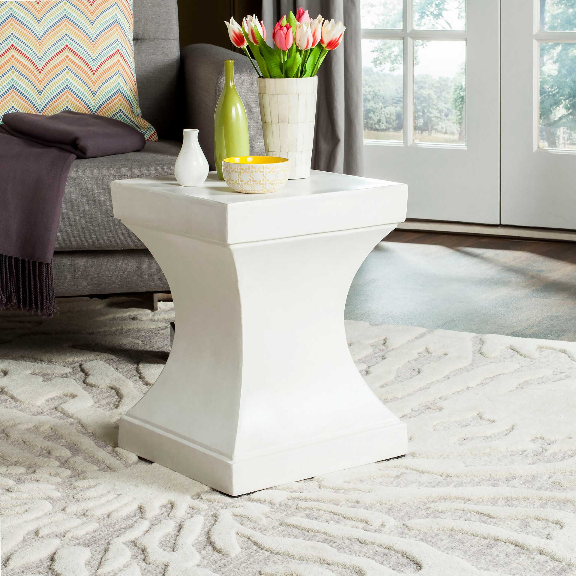 Cuallie Modern Concrete Accent Table Ivory - Image 4