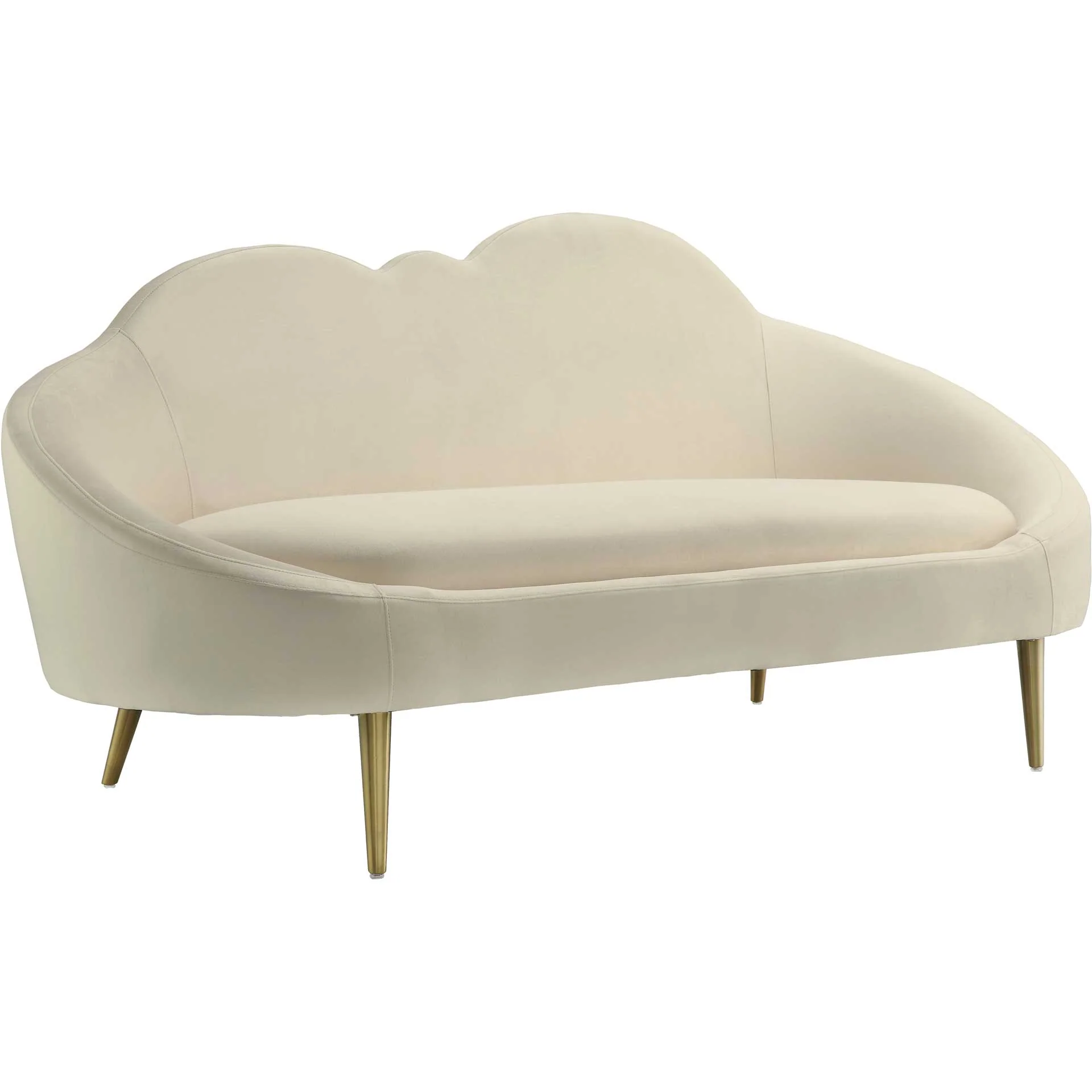 Cumulus Velvet Settee Cream - Image 2