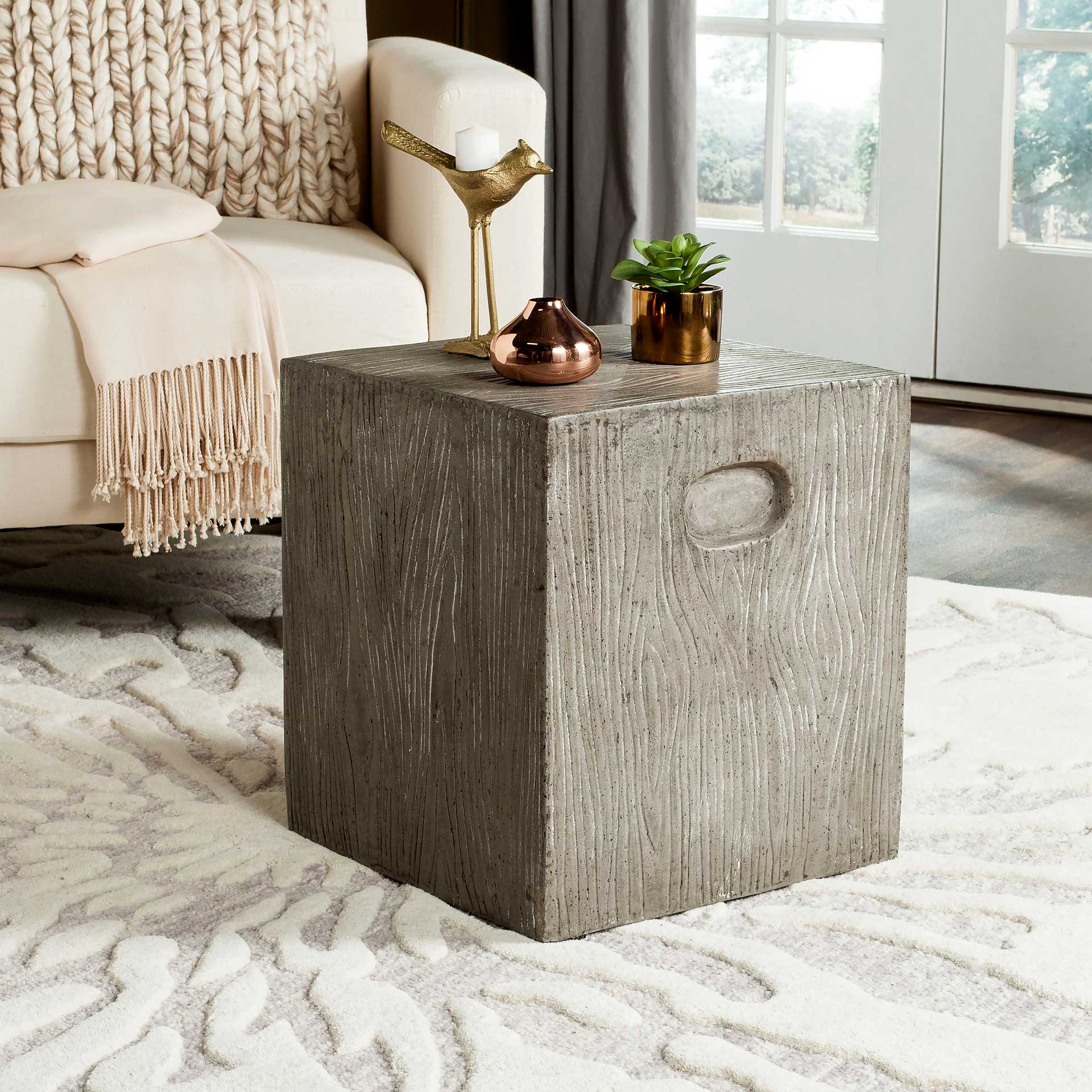 Cursten Modern Concrete Accent Table Dark Gray - Image 4