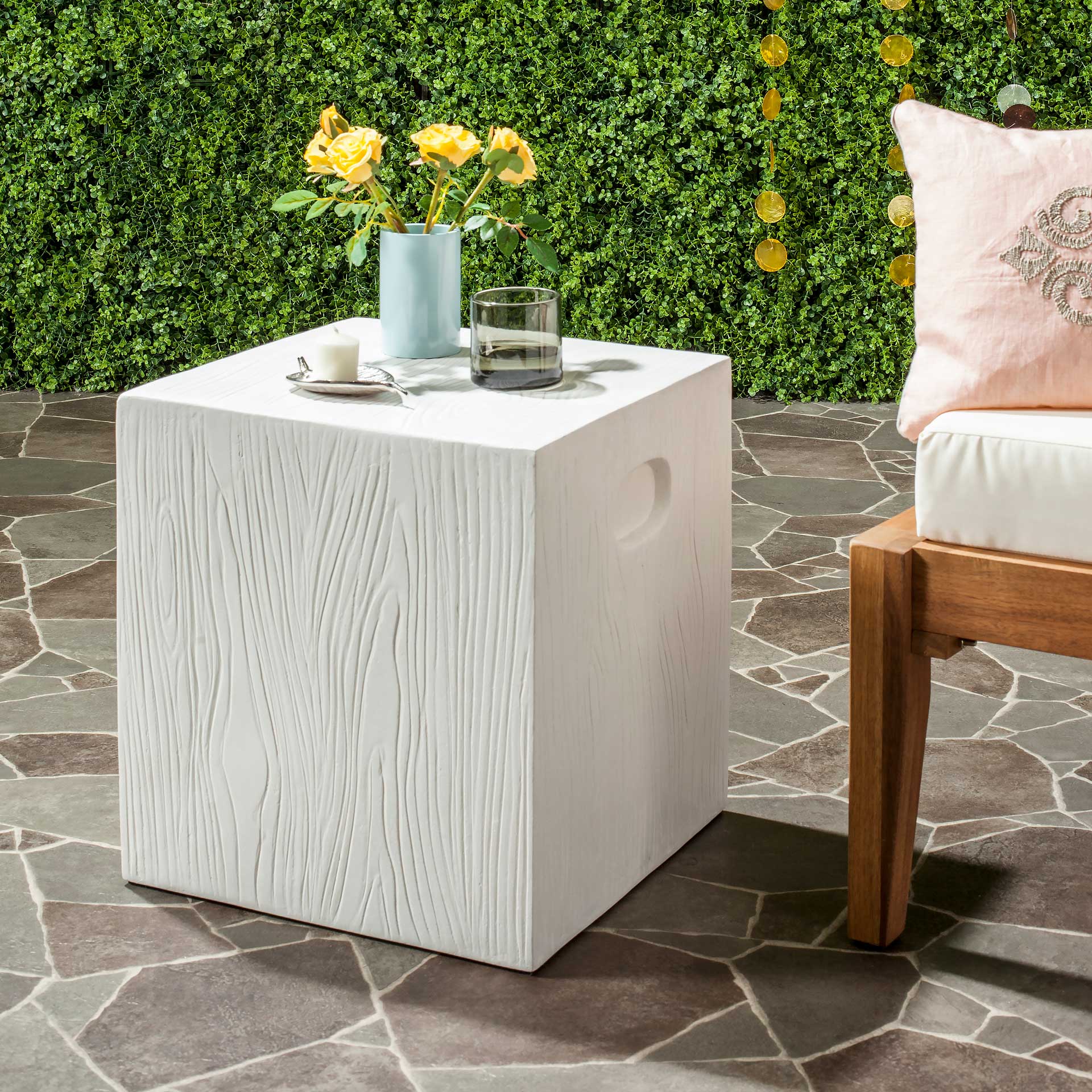Cursten Modern Concrete Accent Table Ivory - Image 3