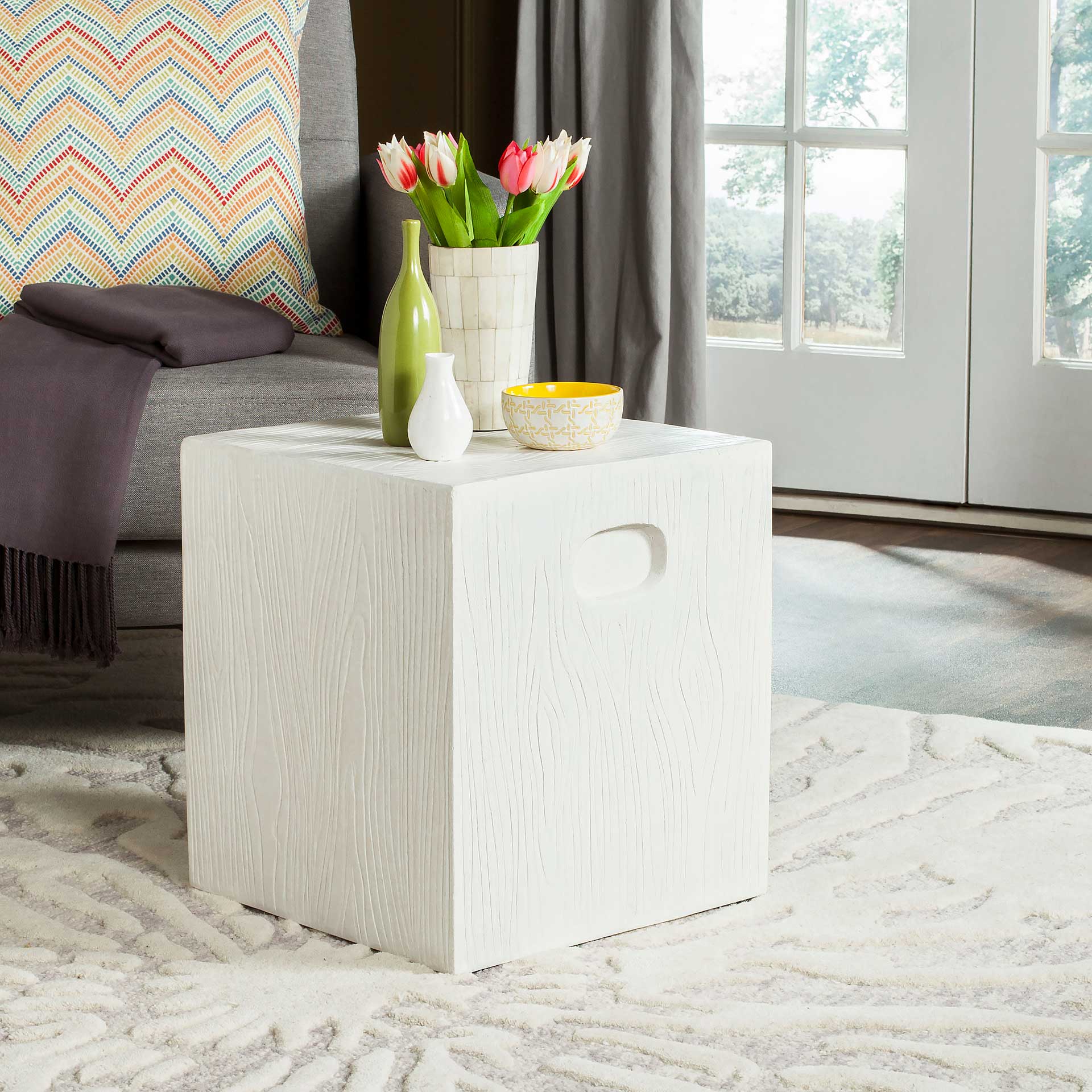 Cursten Modern Concrete Accent Table Ivory - Image 4