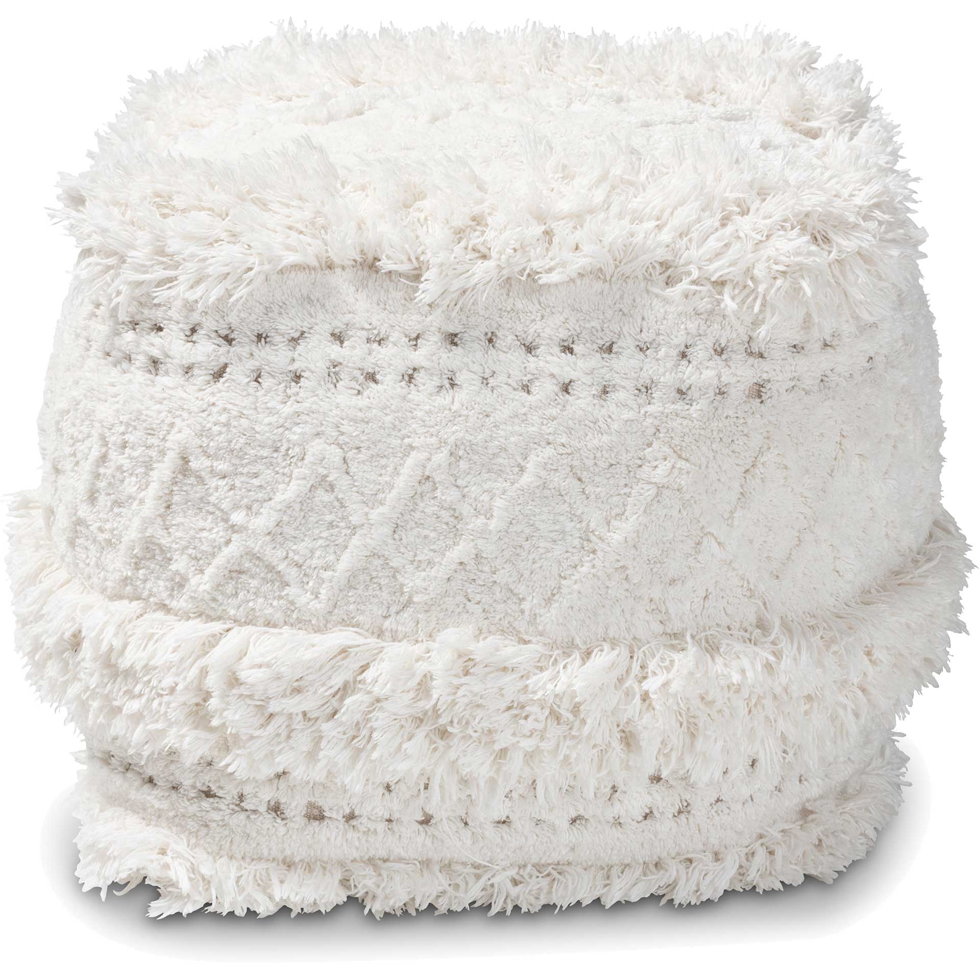 Cutler Handwoven Cotton Pouf Ivory - Image 2