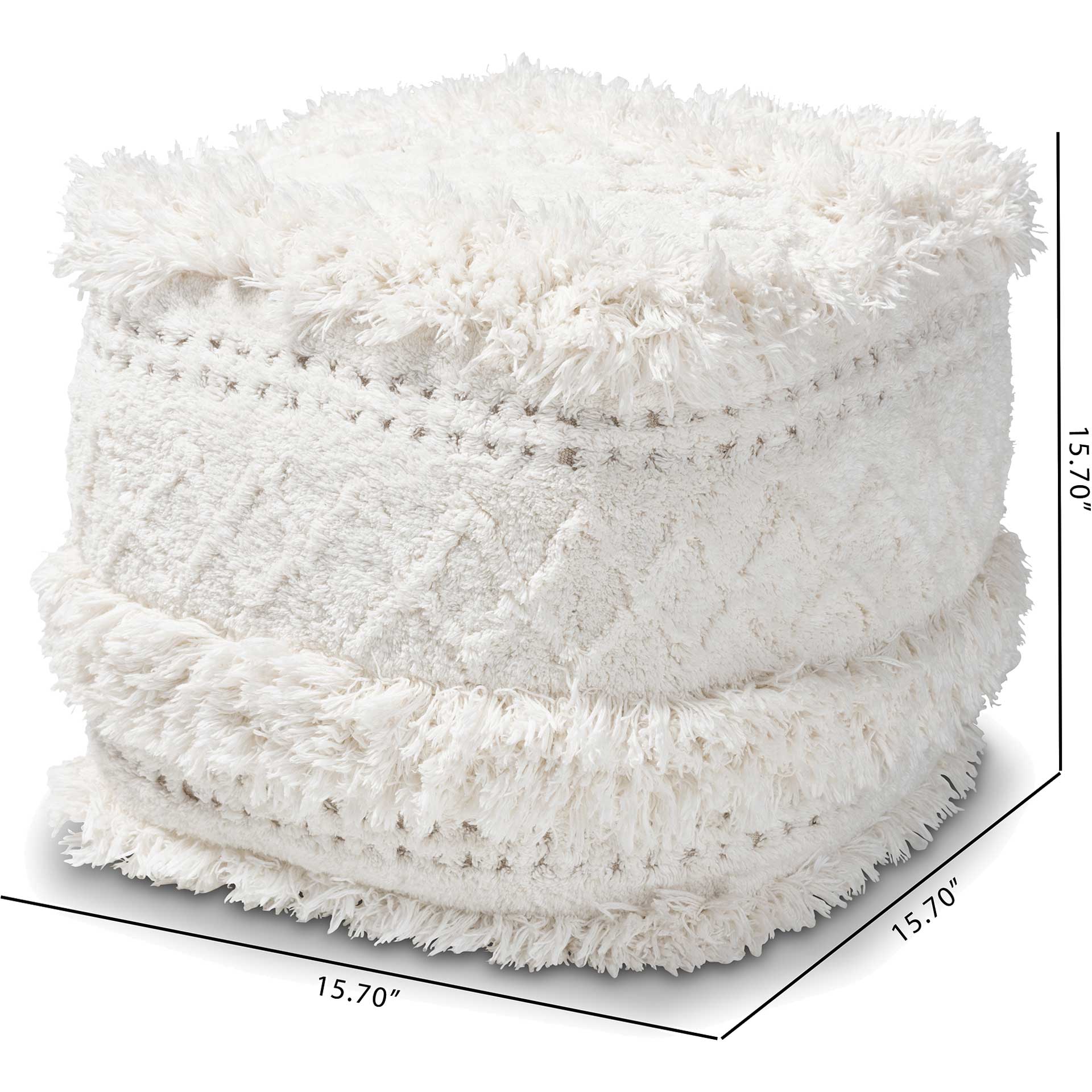 Cutler Handwoven Cotton Pouf Ivory - Image 4