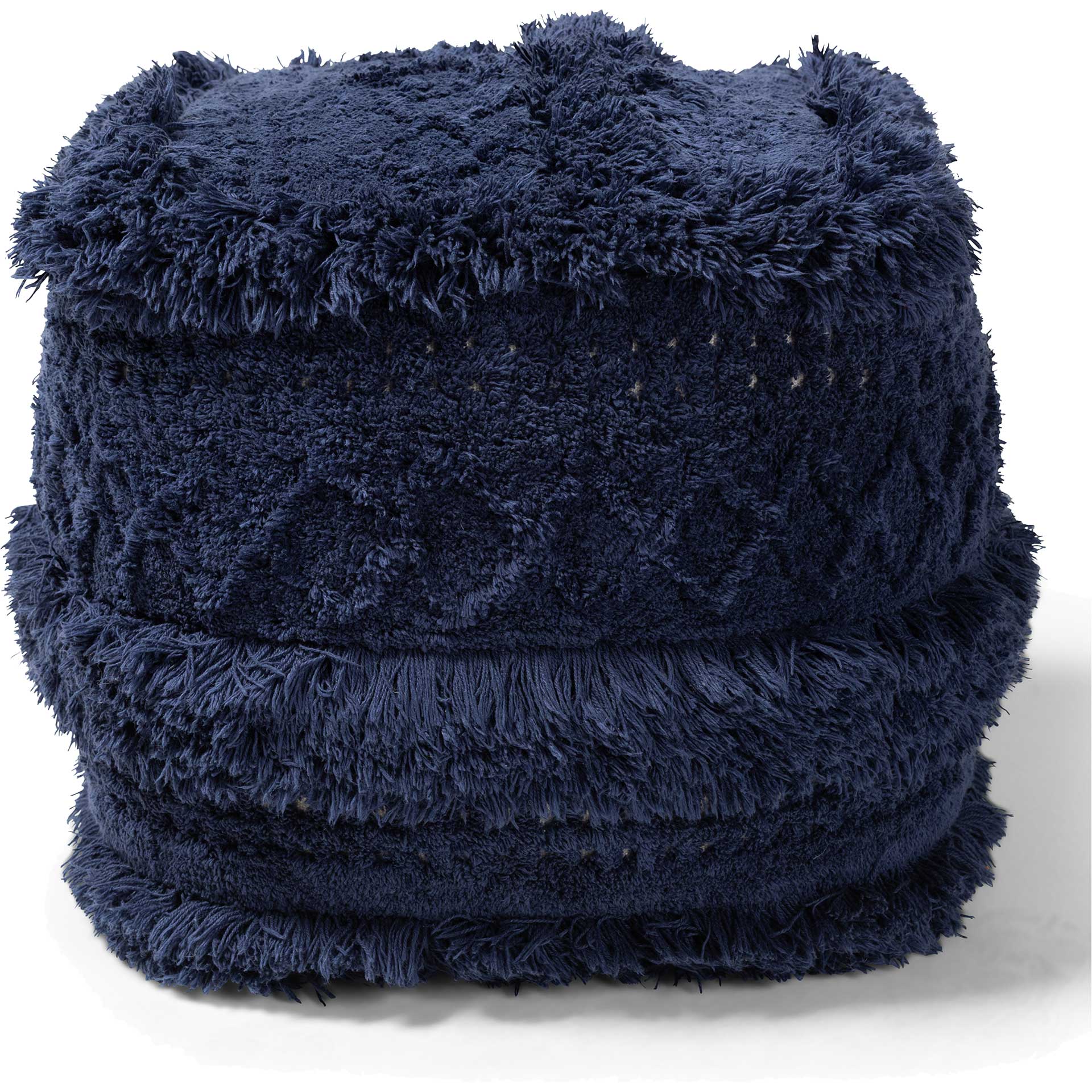 Cutler Handwoven Cotton Pouf Navy - Image 2