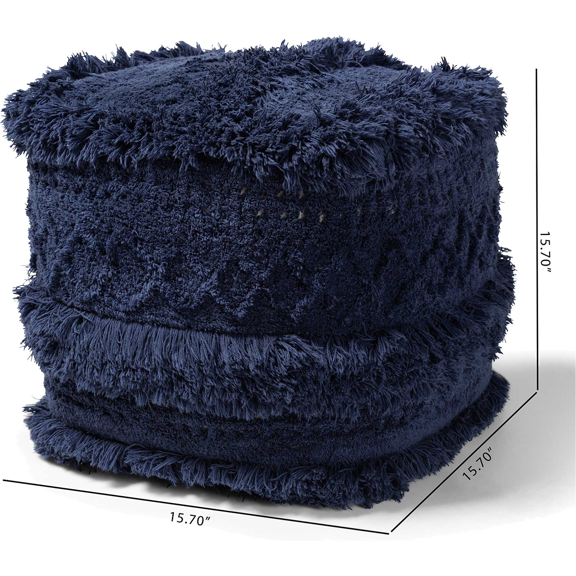 Cutler Handwoven Cotton Pouf Navy - Image 4