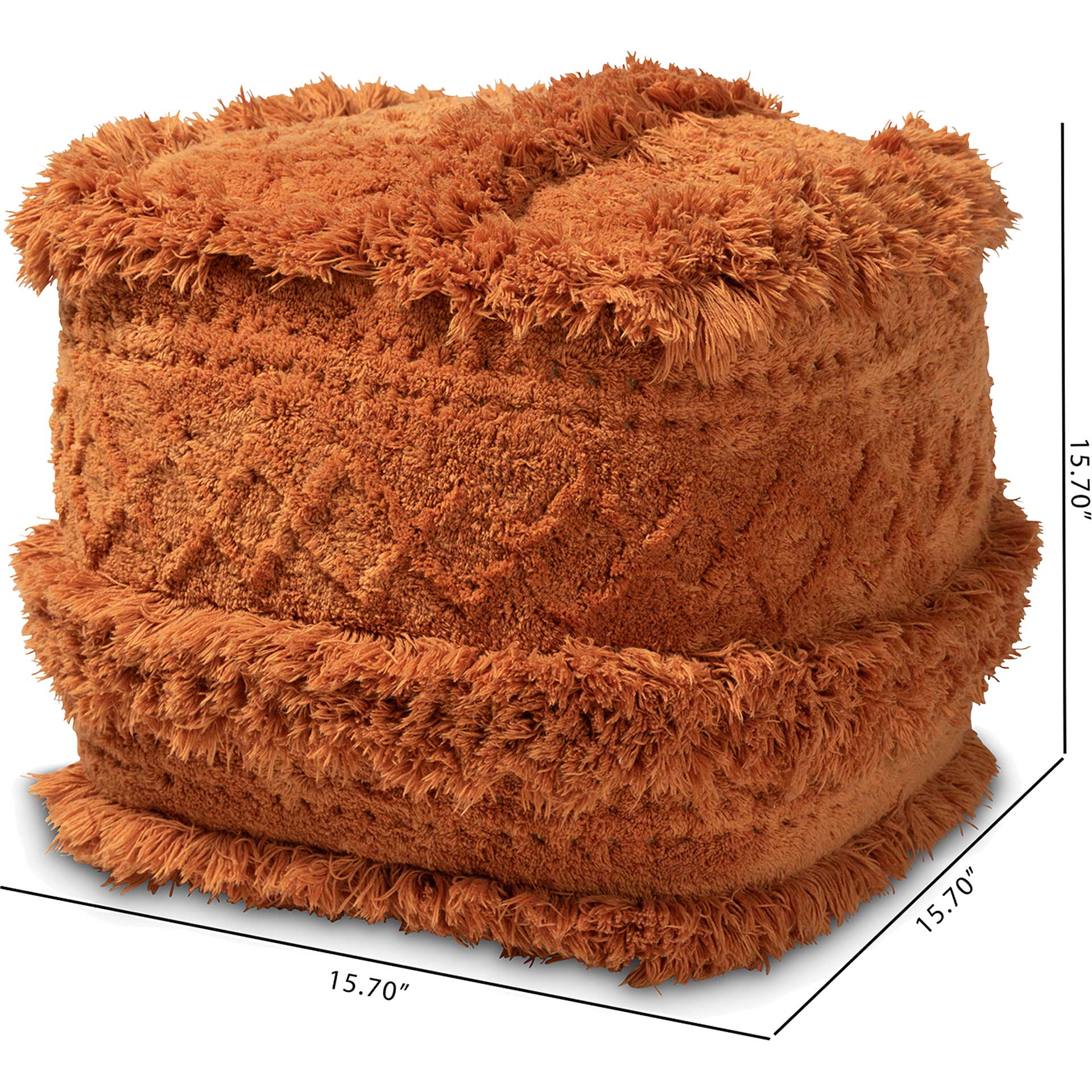 Cutler Handwoven Cotton Pouf Orange - Image 4