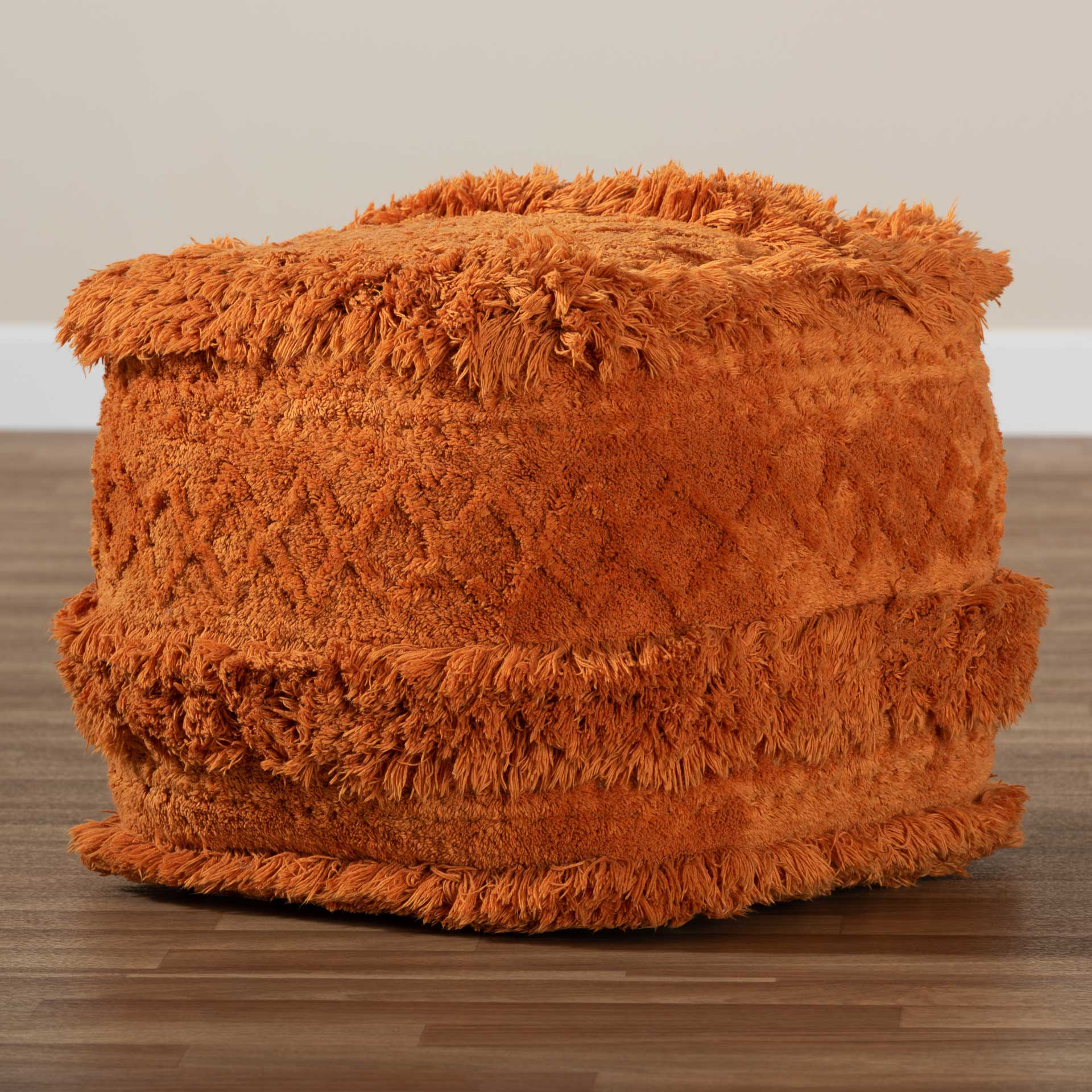 Cutler Handwoven Cotton Pouf Orange - Image 5