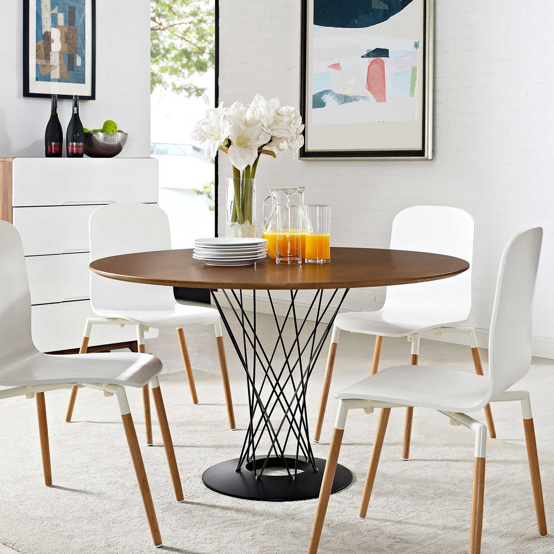 Cycle Stainless Steel Dining Table Walnut - Image 4