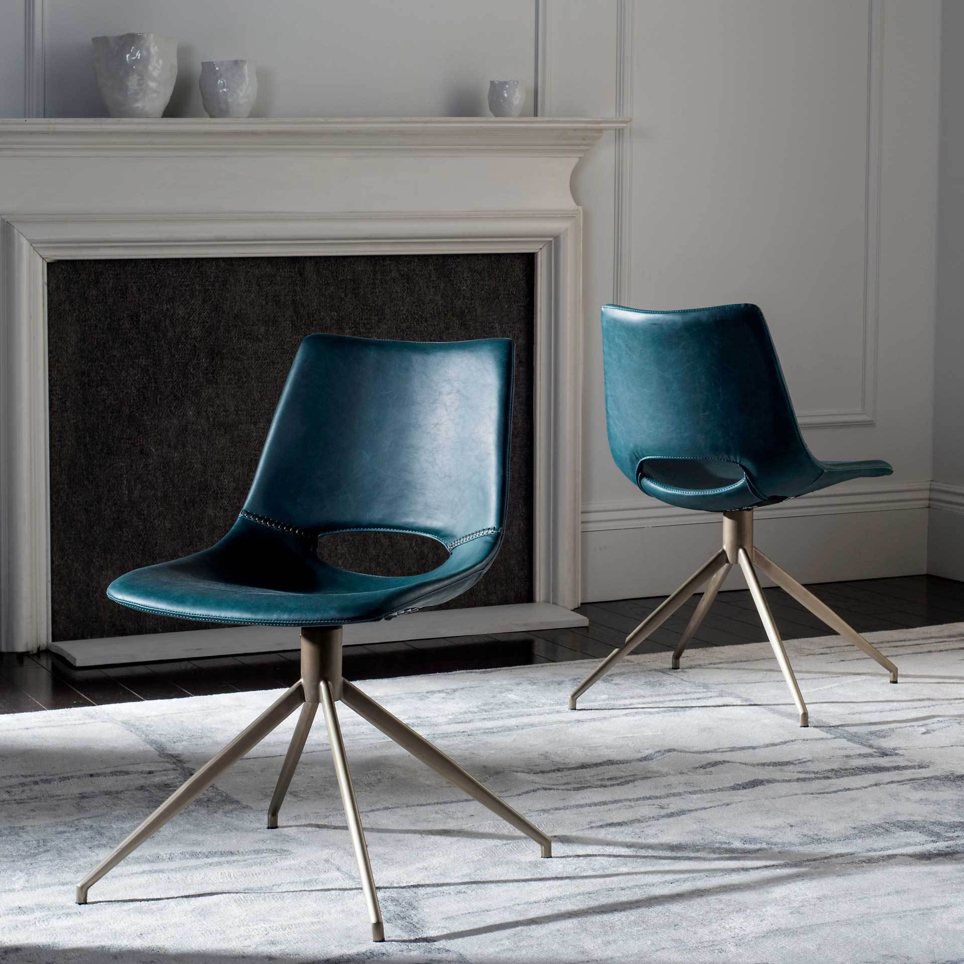 Dalary Leather Swivel Chair Blue (Set of 2) - Image 7