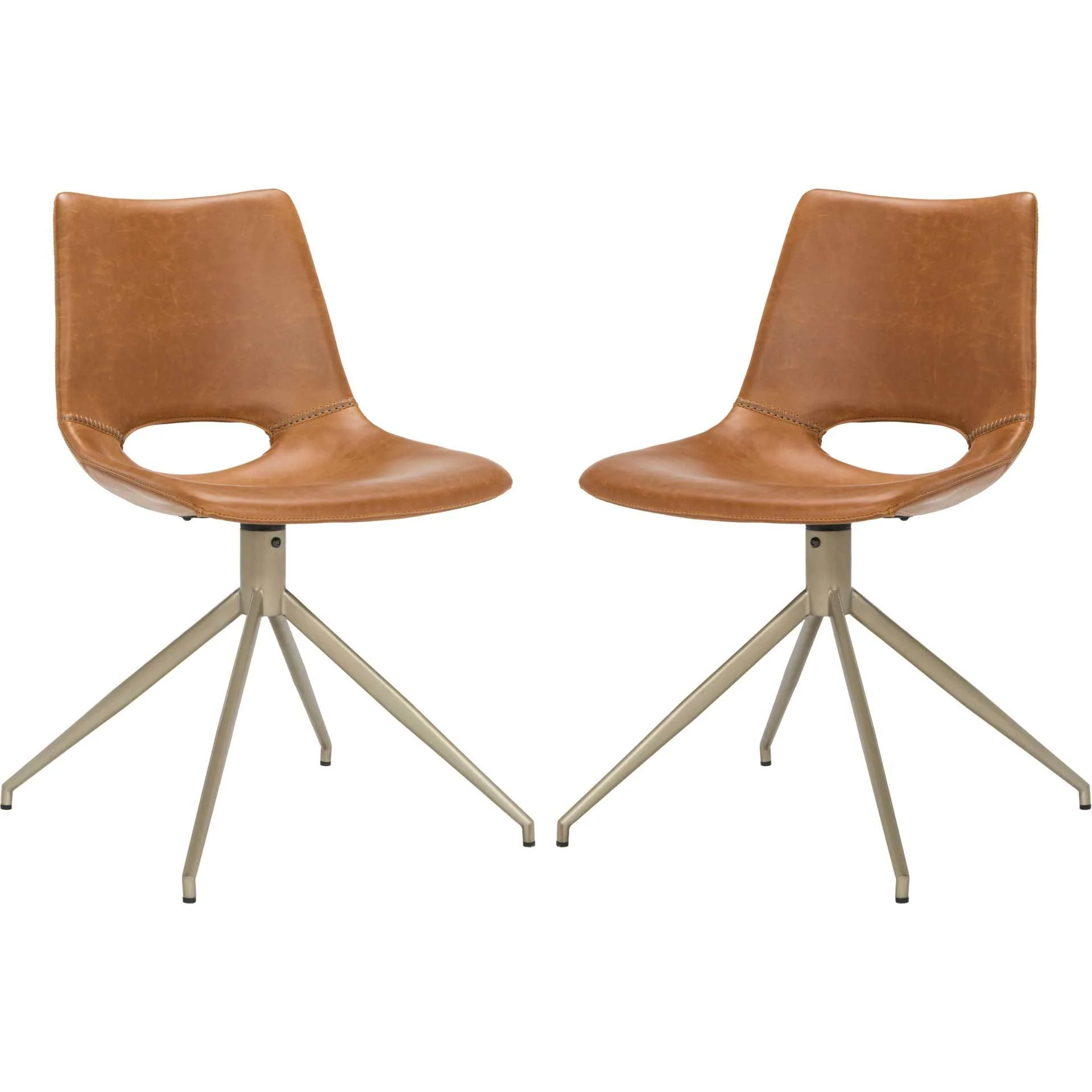 Dalary Leather Swivel Chair Light Brown (Set of 2) - Image 3