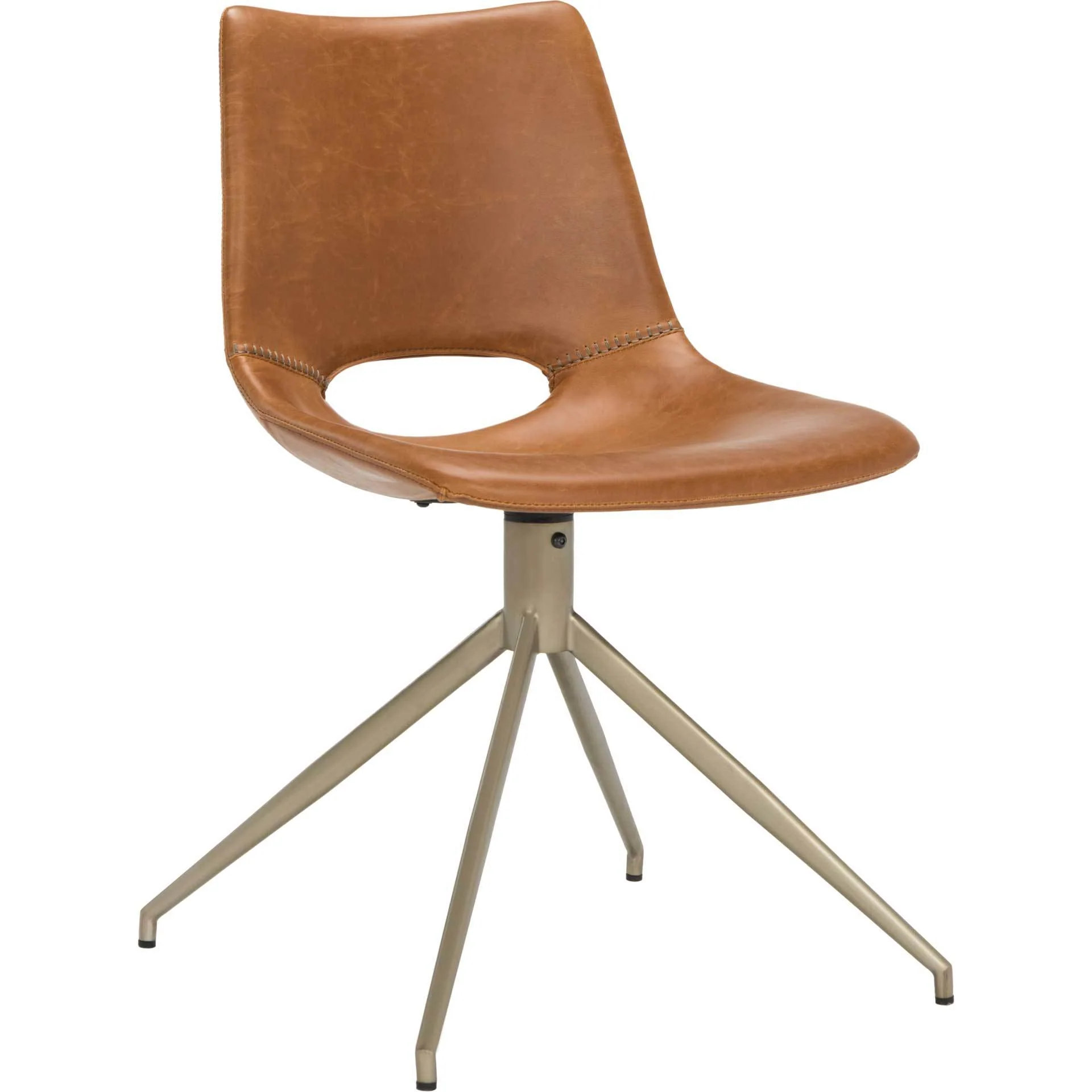 Dalary Leather Swivel Chair Light Brown (Set of 2) - Image 4